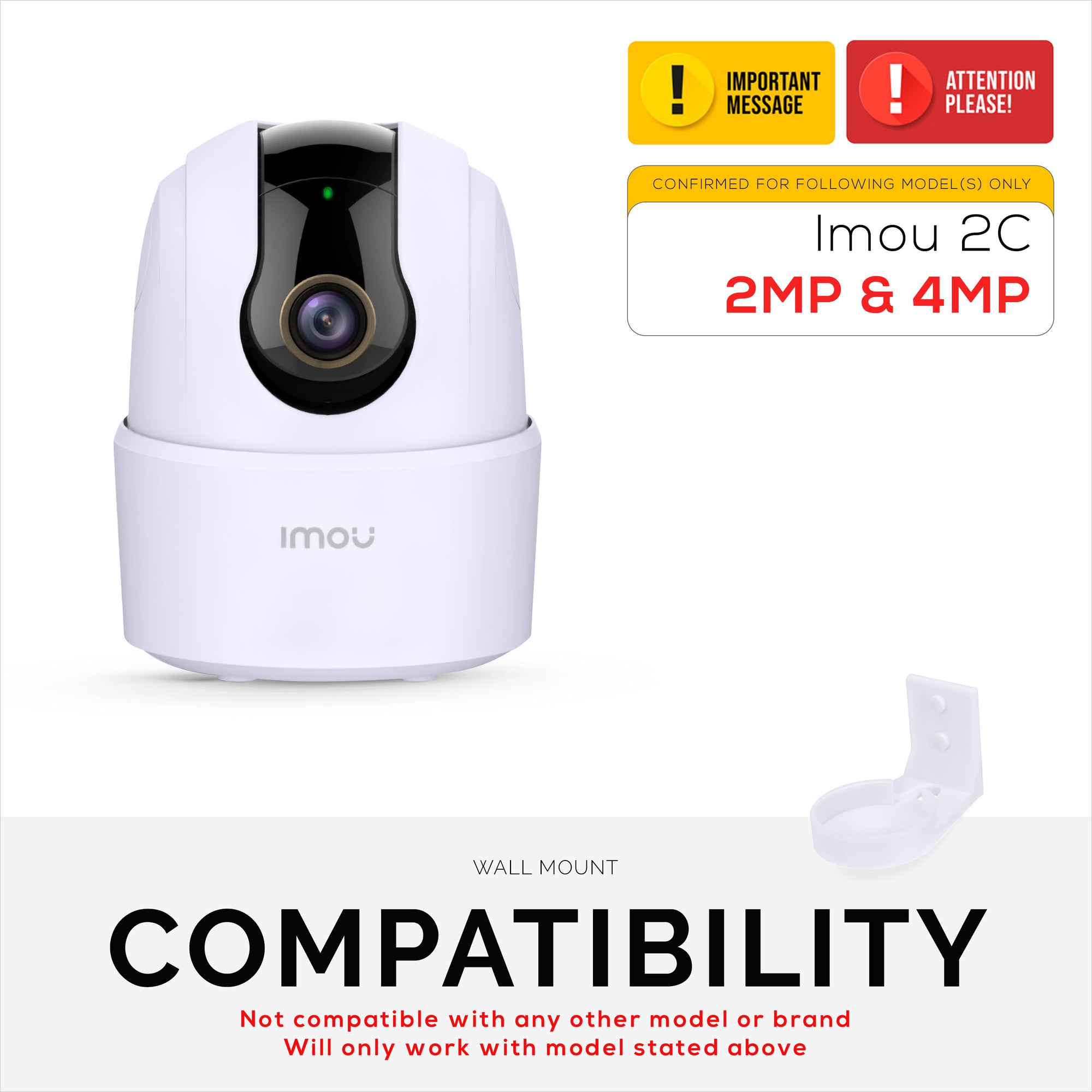 حامل حائط متوافق مع Imou 2C 2MP & 2C 4MP كاميرا داخلية للحيوانات الأليفة والأطفال ، قوس لحمل الكاميرا الأمنية ، يقلل من البقع العمياء والفوضى