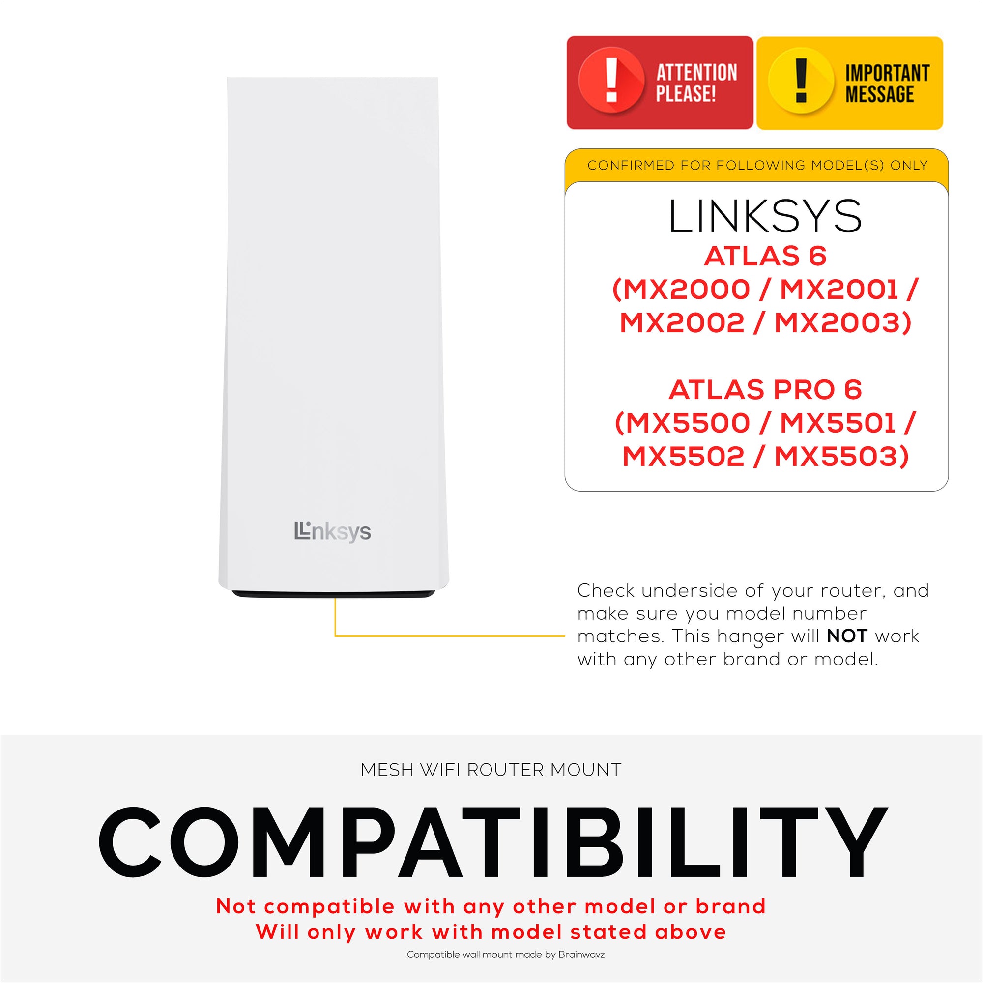 حامل جداري لجهاز Linksys Atlas 6 / Atlas Pro 6 WiFi Router، دعامة حامل سهلة التركيب، تقلل التداخل والفوضى