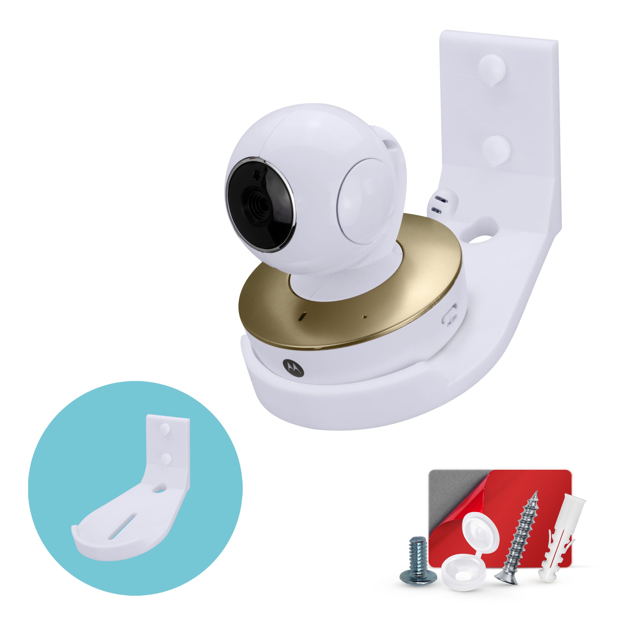Tilted Baby Monitor & Security Camera Wall Mount Holder for Eufy, Wyze, Wansview, Blink, TP Link, Ring & More - Adhesive & Screw-In Mounting, Easy to Install Holder Bracket, Reduce Blind Spots & Clutter (W07)