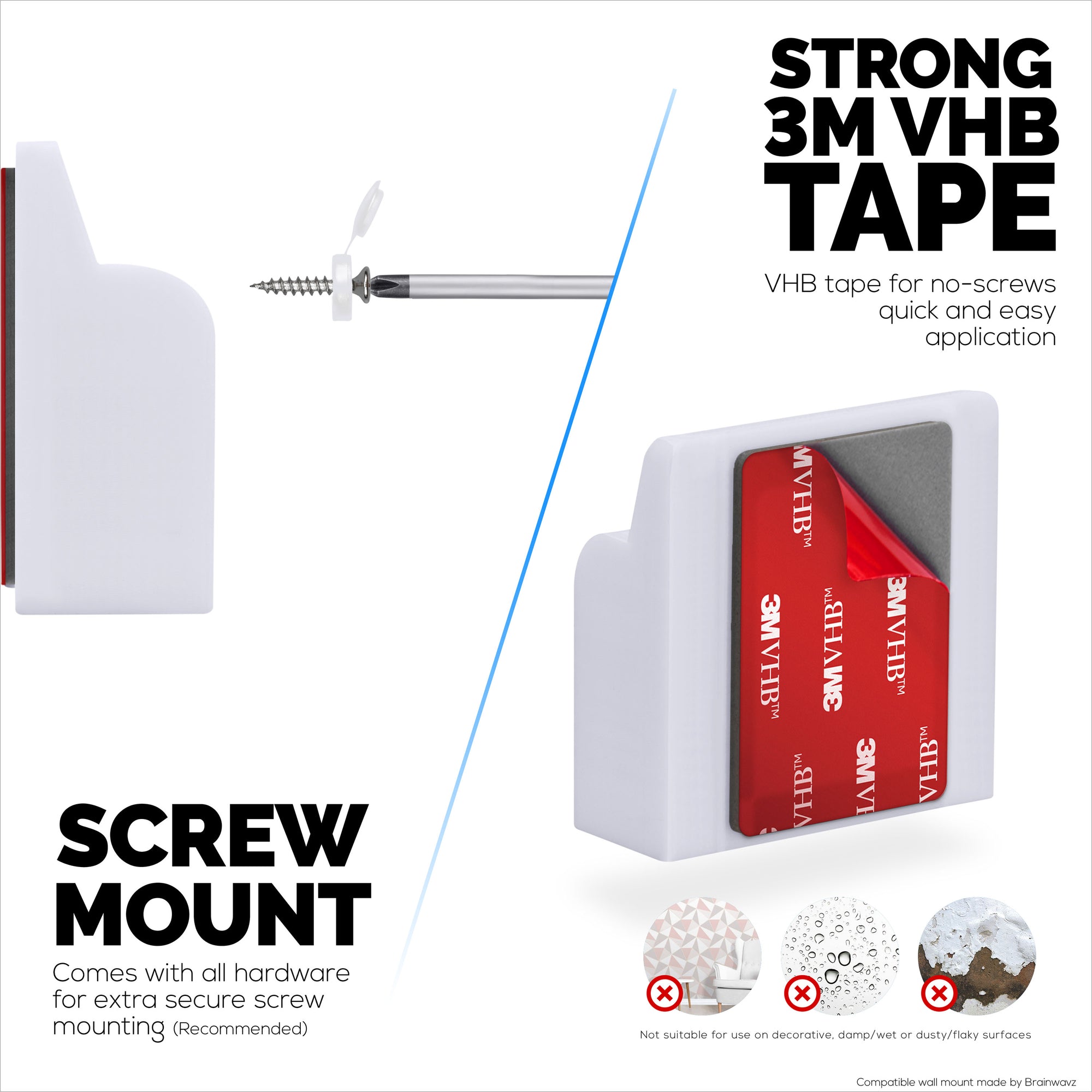 عبوتان من حامل لاصق على الحائط لكاميرا Vimtag Mini G2-3، حامل سهل التركيب، بدون فوضى، يقلل البقع العمياء وتحسين الرؤية، قم بالتثبيت والمسمار في التثبيت