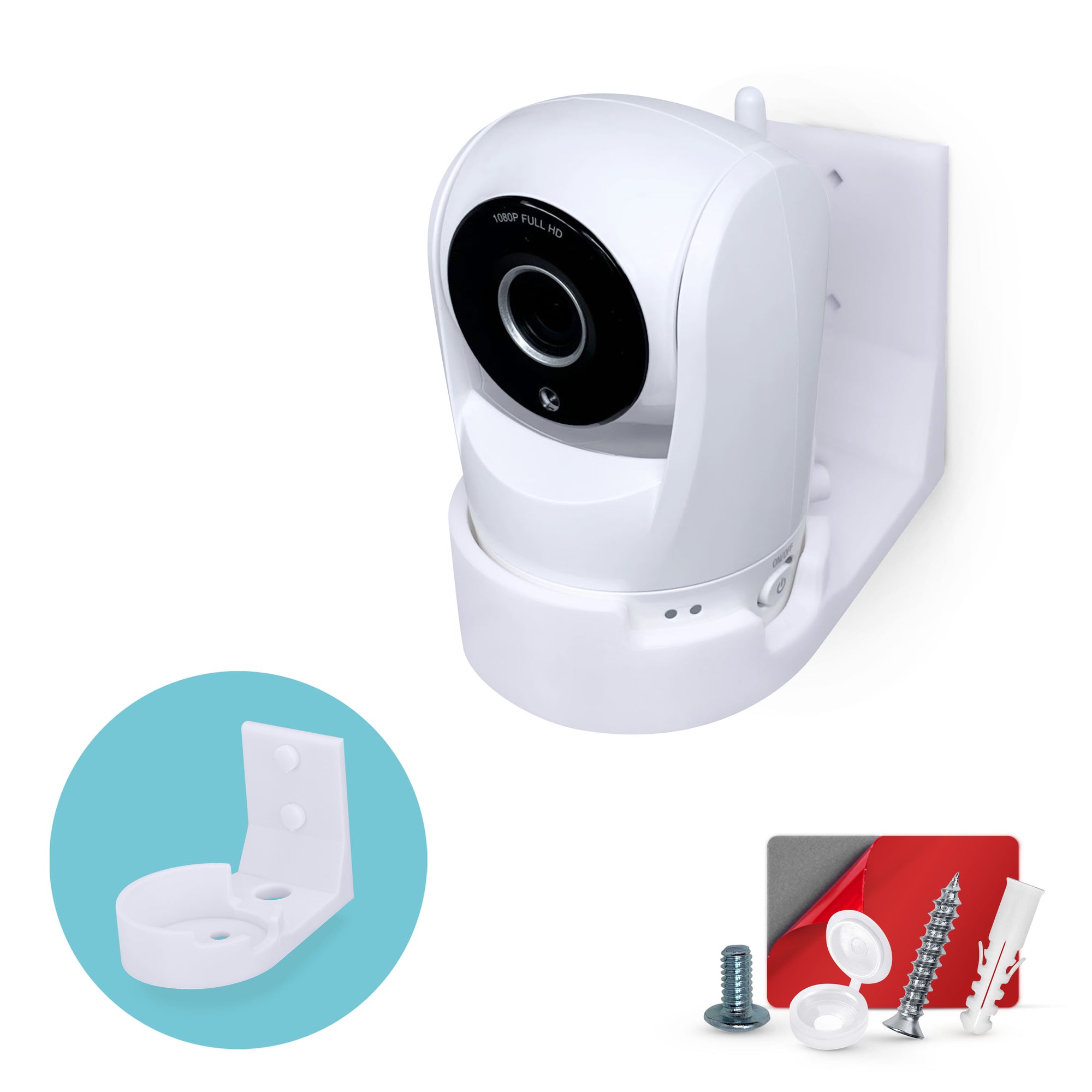 Drill Free Wall Mount For VTech ‎VM901 Camera, Easy To Install Holder with Strong Adhesive, No Mess, Reduces Blind Spots & Clutter