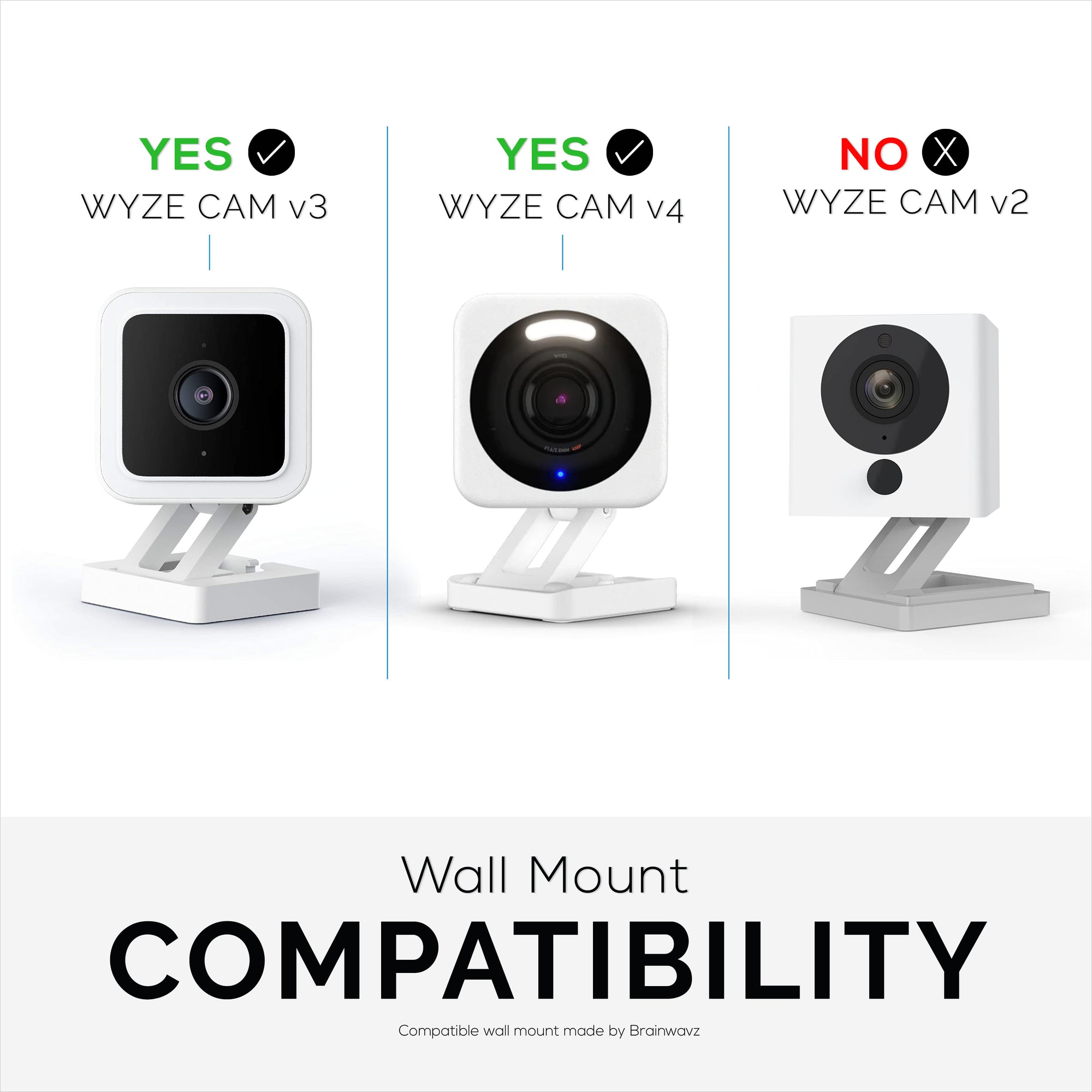 حامل لاصق على الحائط من Wyze Cam V3 & V4 (3 عبوات) - سهل التركيب، بدون براغي أو فوضى