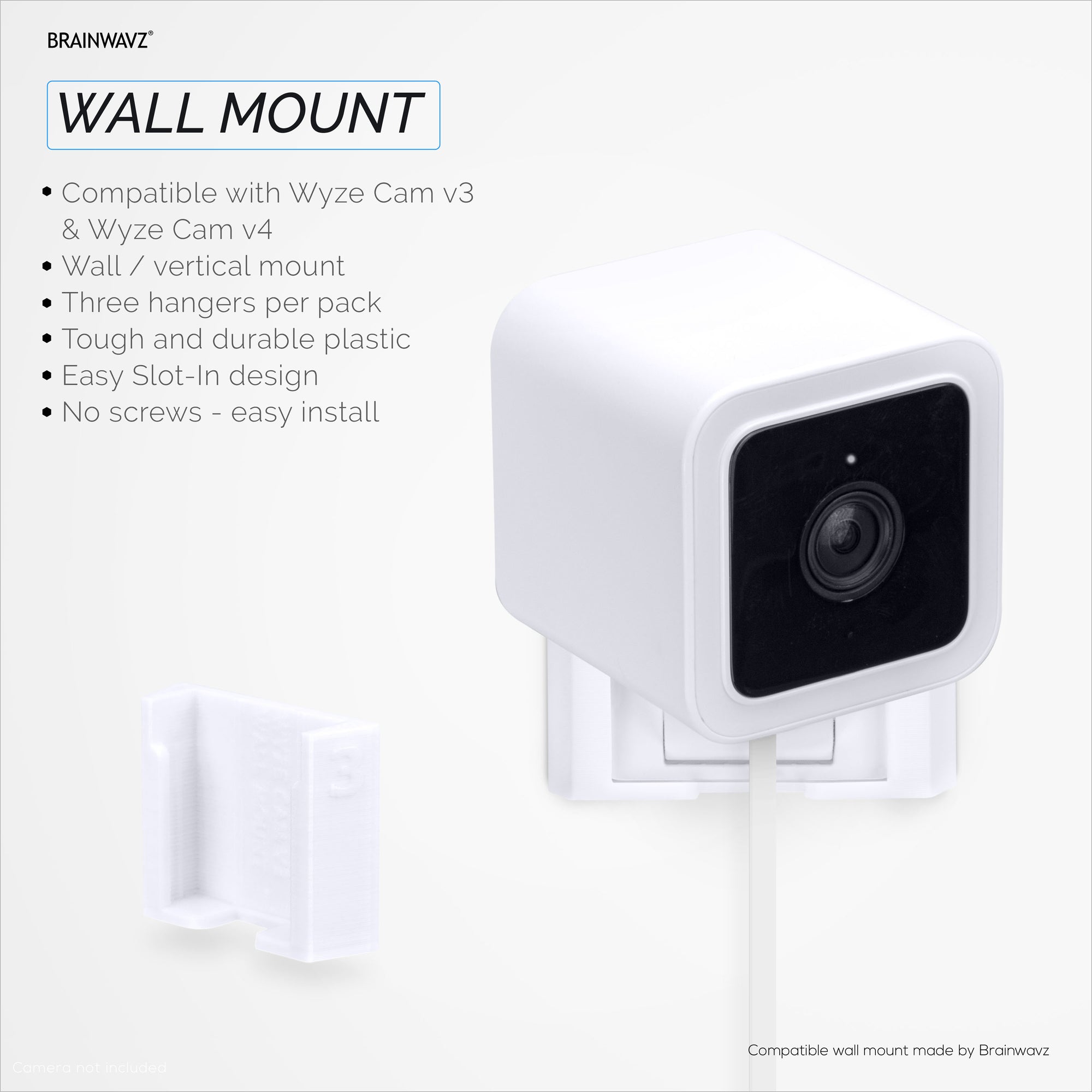 حامل لاصق على الحائط من Wyze Cam V3 & V4 (3 عبوات) - سهل التركيب، بدون براغي أو فوضى