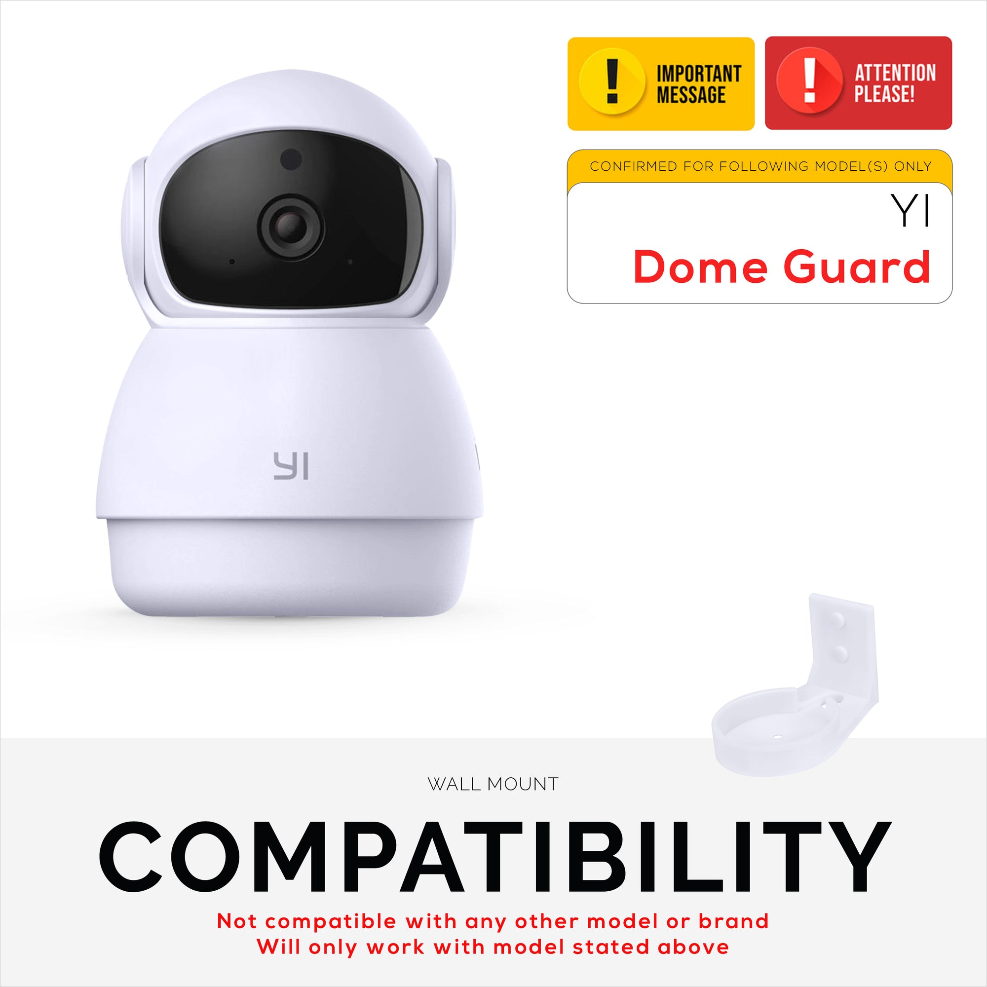 حامل حائط من أجل YI Dome Guard للحيوانات الأليفة والكاميرا الداخلية للأطفال ، حامل حامل لاصق سهل التركيب ، يقلل من البقع العمياء والفوضى