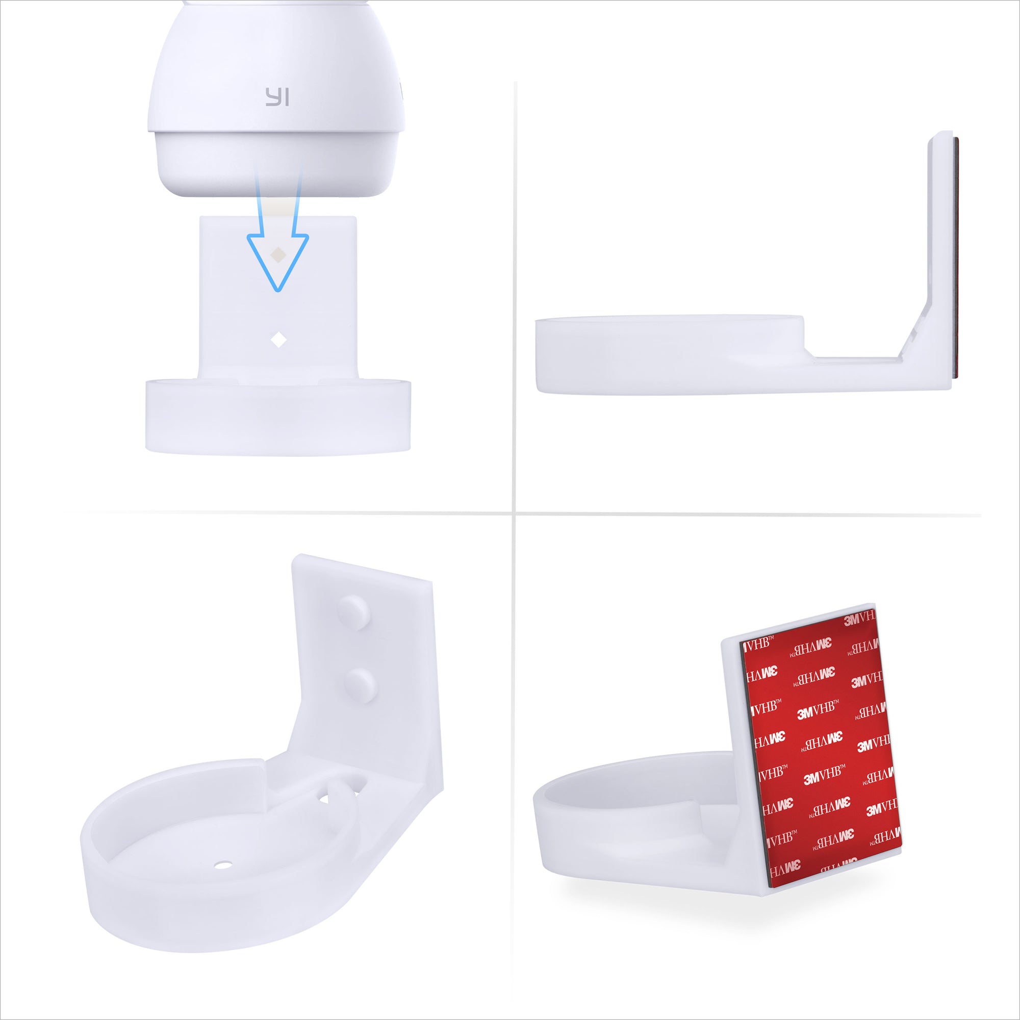 حامل حائط من أجل YI Dome Guard للحيوانات الأليفة والكاميرا الداخلية للأطفال ، حامل حامل لاصق سهل التركيب ، يقلل من البقع العمياء والفوضى