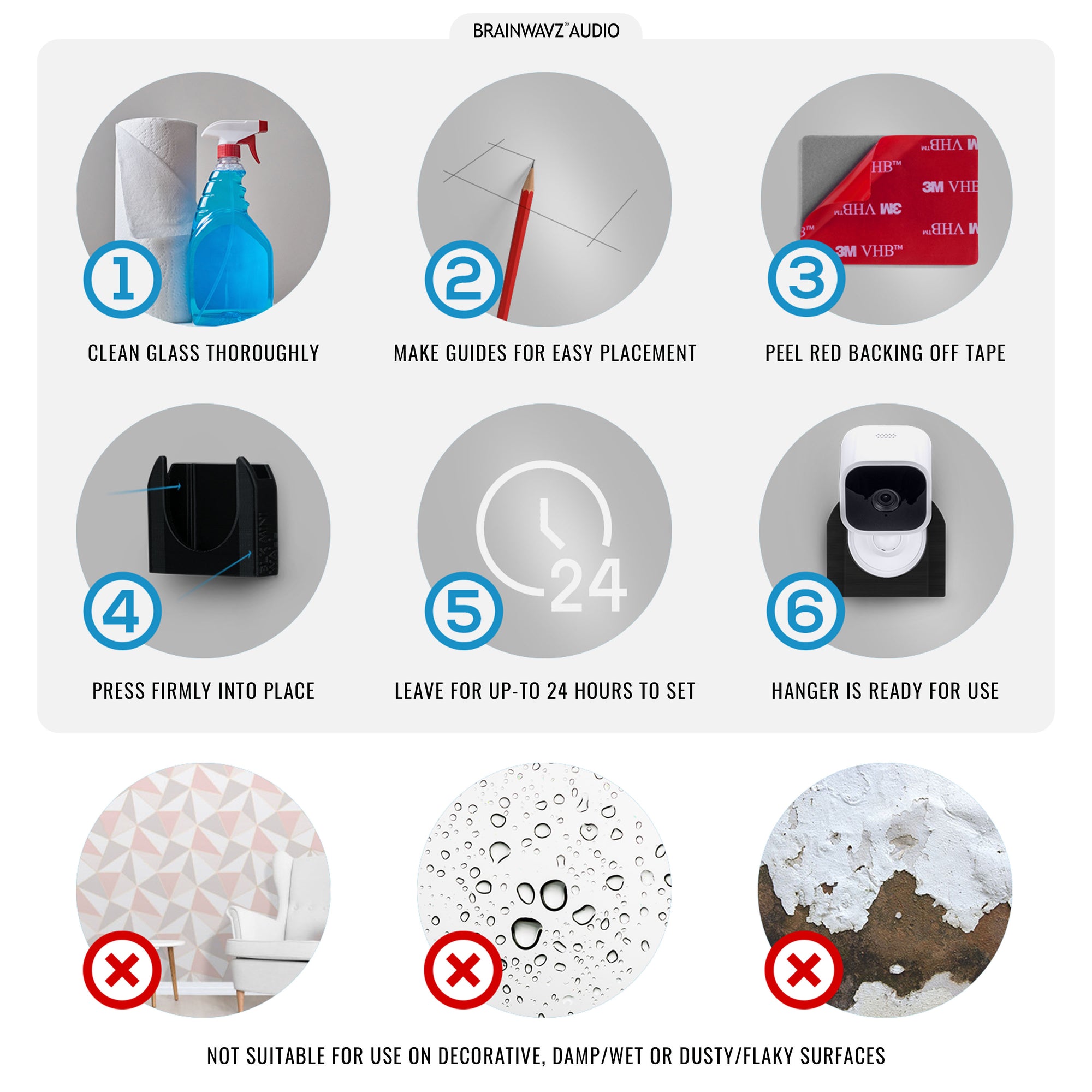 Blink Mini-kamera selvklæbende vægmonteringsholder - Nem at installere - 2 pakke (02)