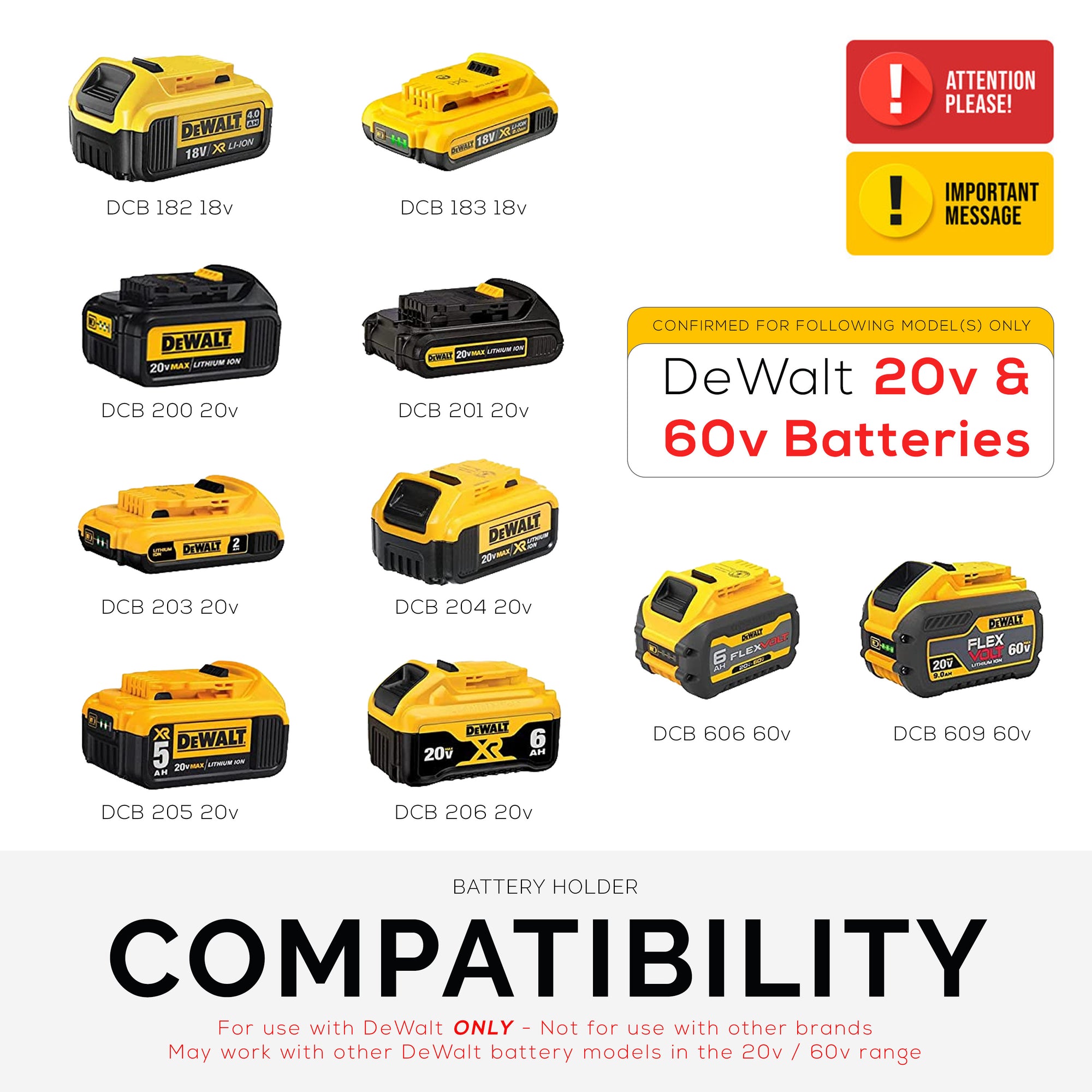 حامل بطارية سطح المكتب لبطاريات ديوالت اللاسلكية 20 فولت / 60 فولت مع مقصورة منظم تخزين الأدوات والأقلام ، يناسب بطاريات DCB200 DCB203 DCB205 DCB206 DCB606 DCB 609