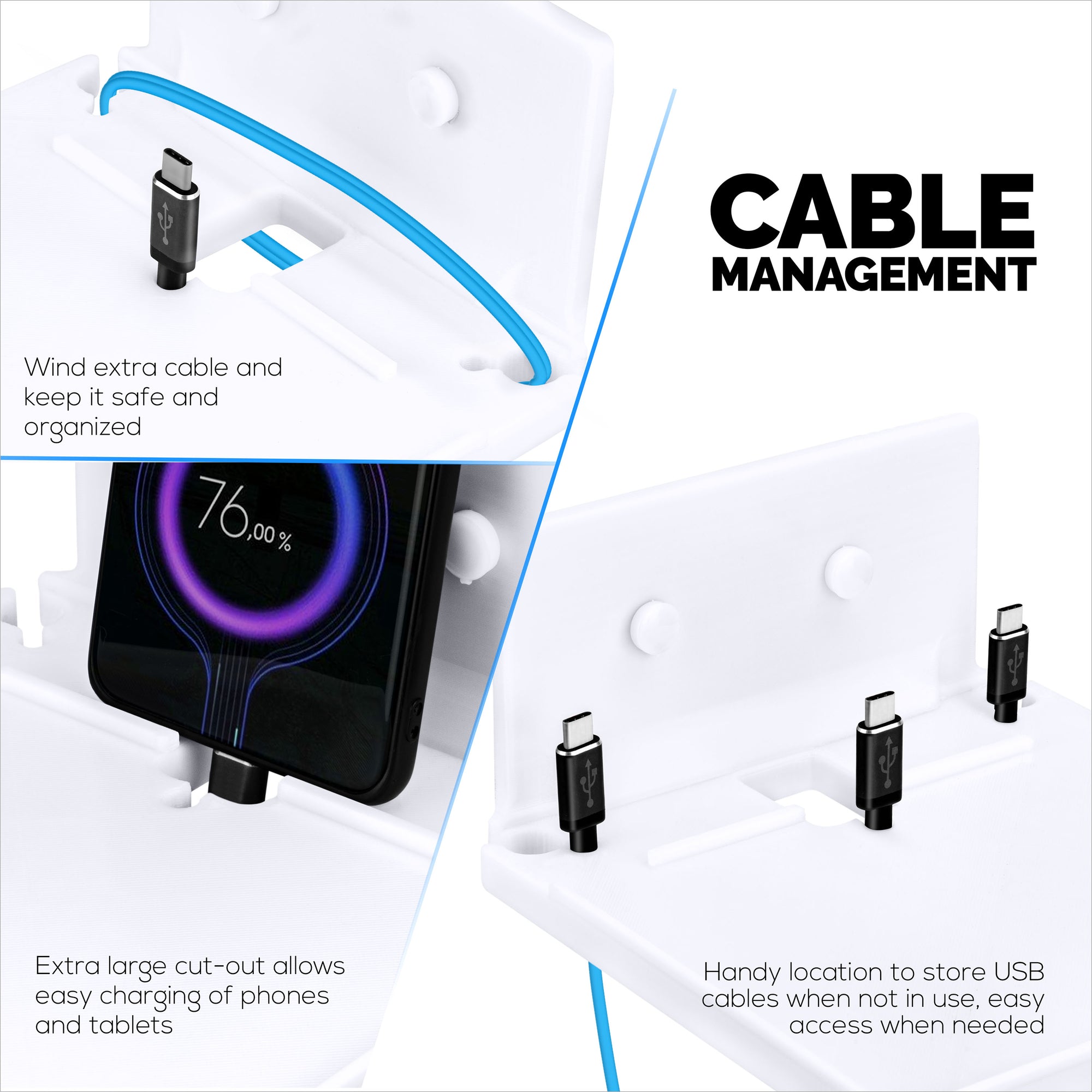 رف عائم 6.5 بوصة مع حامل للتثبيت على الحائط للهاتف والتابلت مثالي بجانب السرير والمطابخ والحمامات ، ويمكن أيضًا حمل الكتب والنباتات والكاميرات ومكبرات الصوت