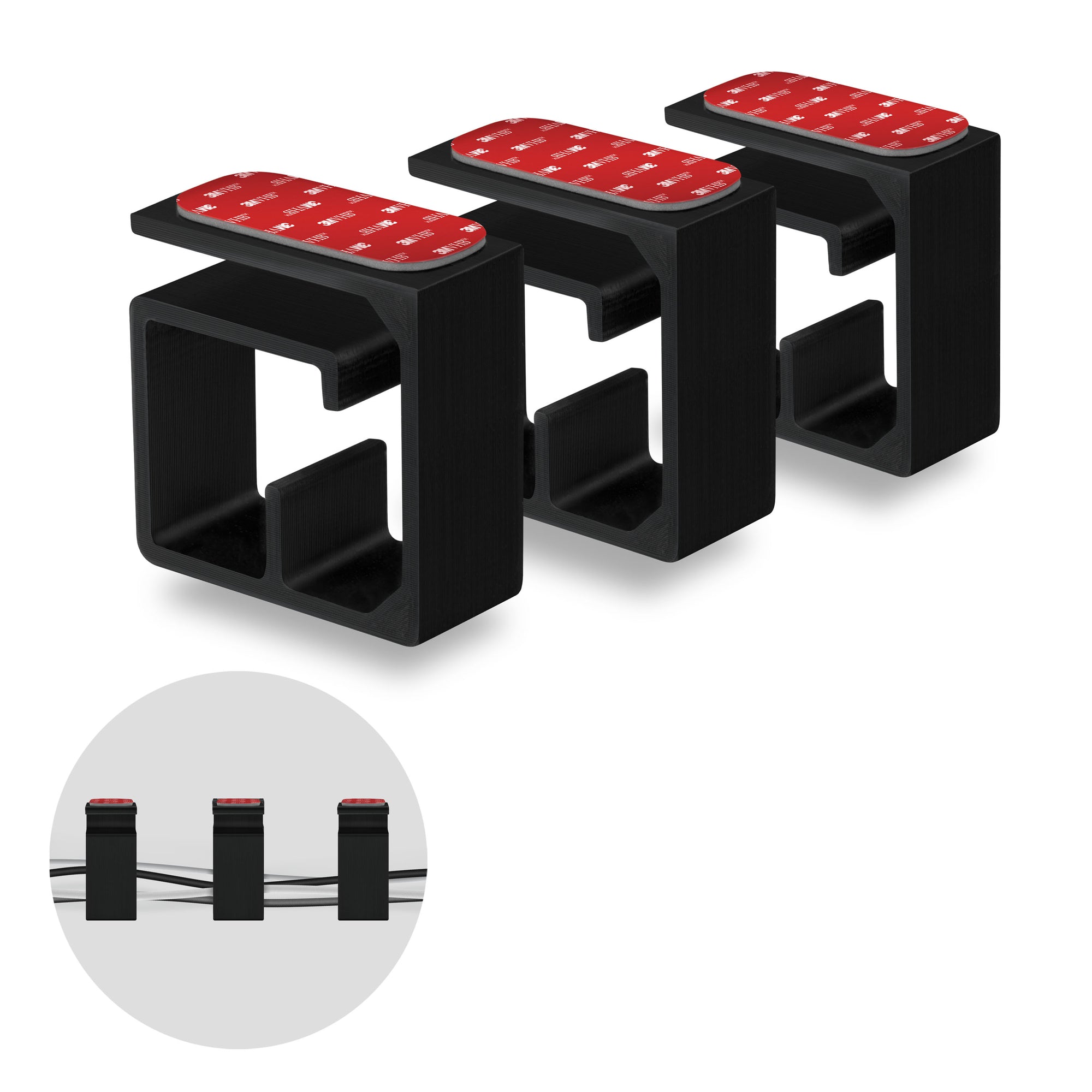 3 قطع من حامل منظم الكابلات VHB ، للكابلات الثقيلة ، وأسلاك الكمبيوتر الشخصي مع مادة لاصقة قوية ، ونظام إدارة جبل المكتب - كبير