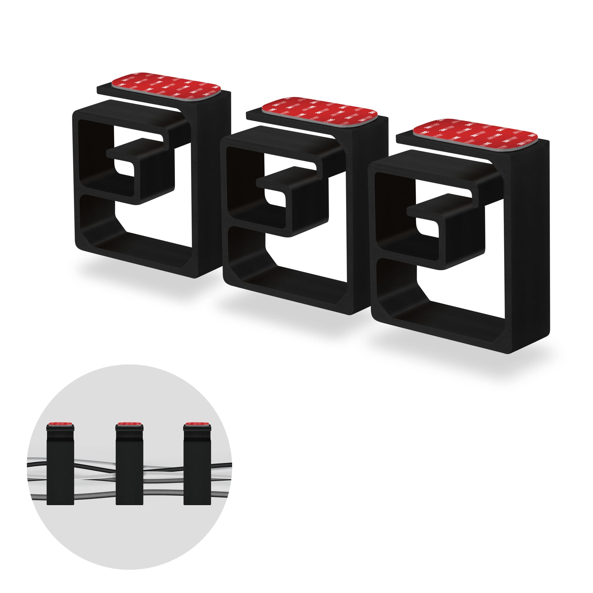 3 قطع من حامل منظم الكابلات VHB ، للكابلات الثقيلة وأسلاك الكمبيوتر الشخصي مع مادة لاصقة قوية ، ونظام إدارة جبل المكتب - XL