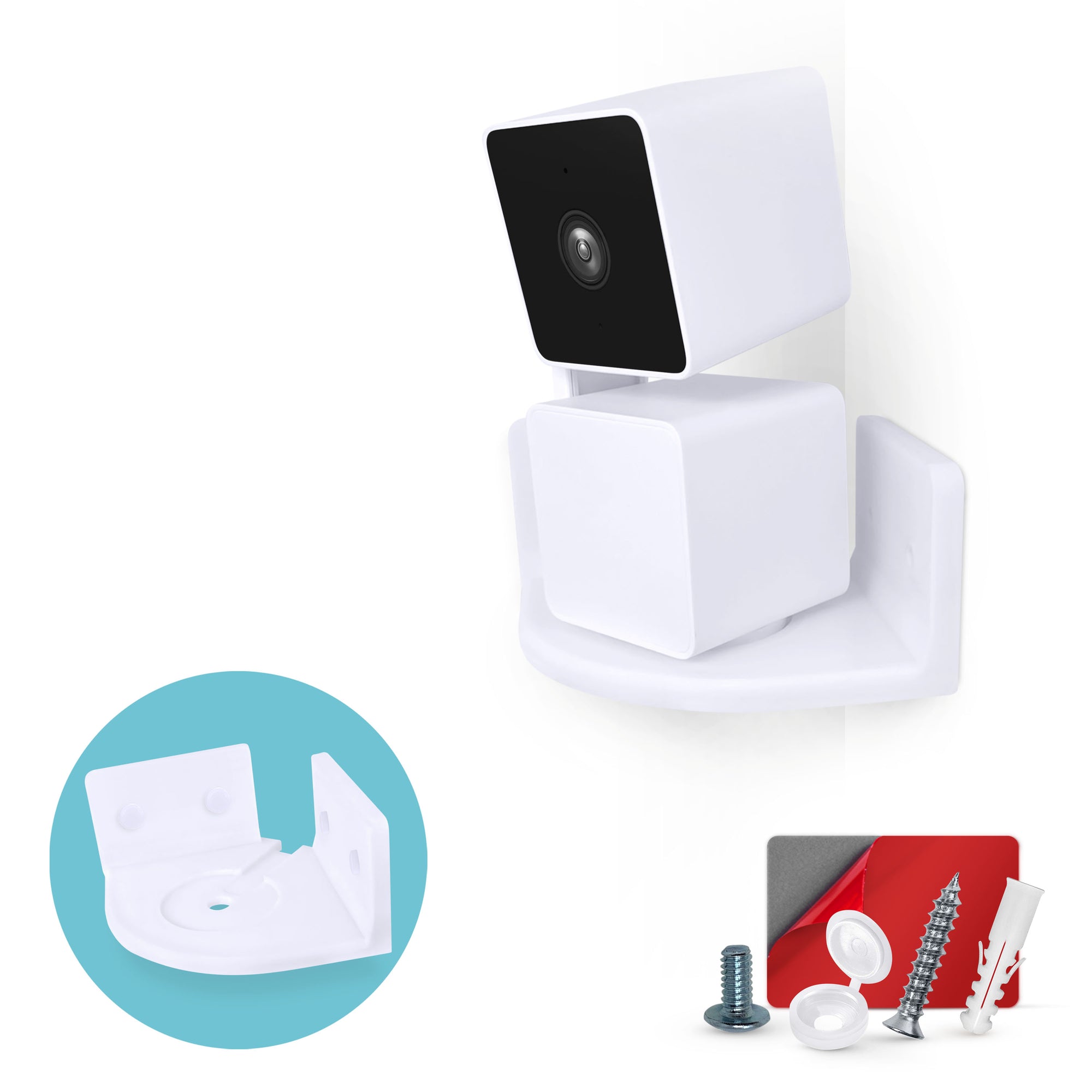 Hjørnevægbeslag til Wyze Cam Pan V3 Sikkerhedskameraholder, skruet ind eller VHB Stick On
