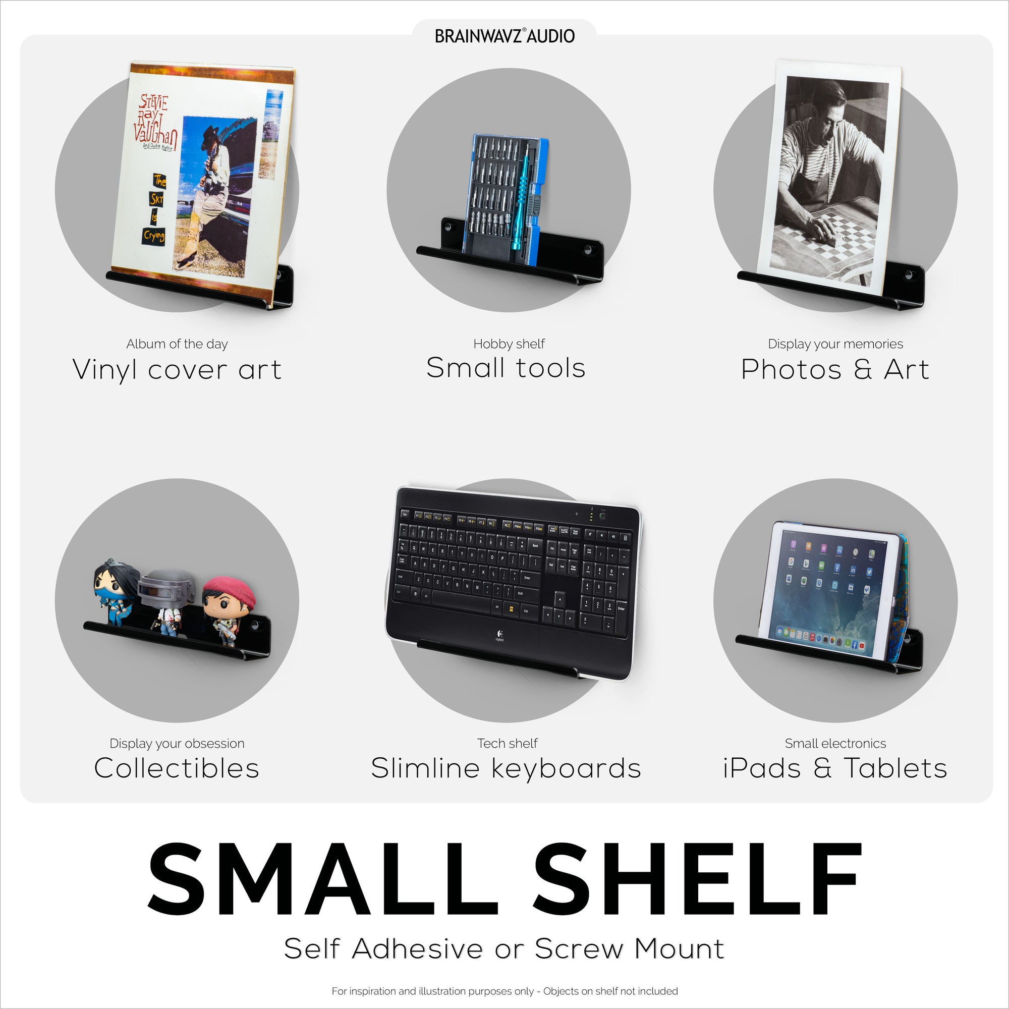 2 عبوة 12 بوصة حامل رف عائم رفيع ، حامل لاصق أو لولبي ، للأجهزة اللوحية ، سجلات الفينيل ، إطارات الصور ، الهواتف ، أرفف حامل عالمية