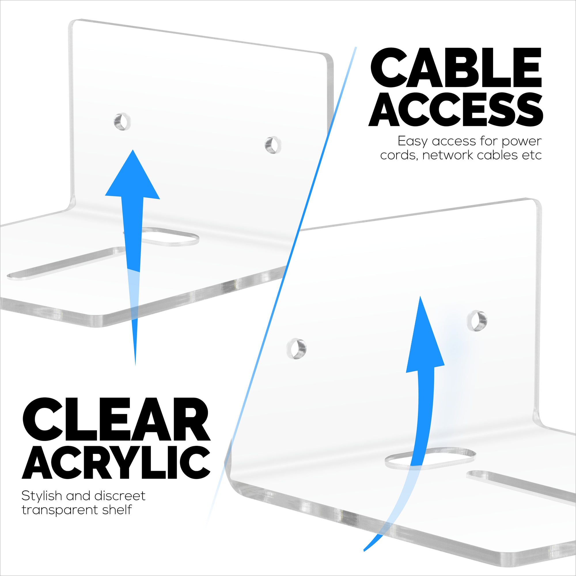 عبوتان من أرفف صغيرة للتثبيت على الحائط مقاس 2 بوصات للكاميرات الأمنية وشاشات مراقبة الأطفال ومكبرات الصوت والمزيد ، لاصق ومسمار داخلي ، رف عائم عالمي ، سهل التركيب