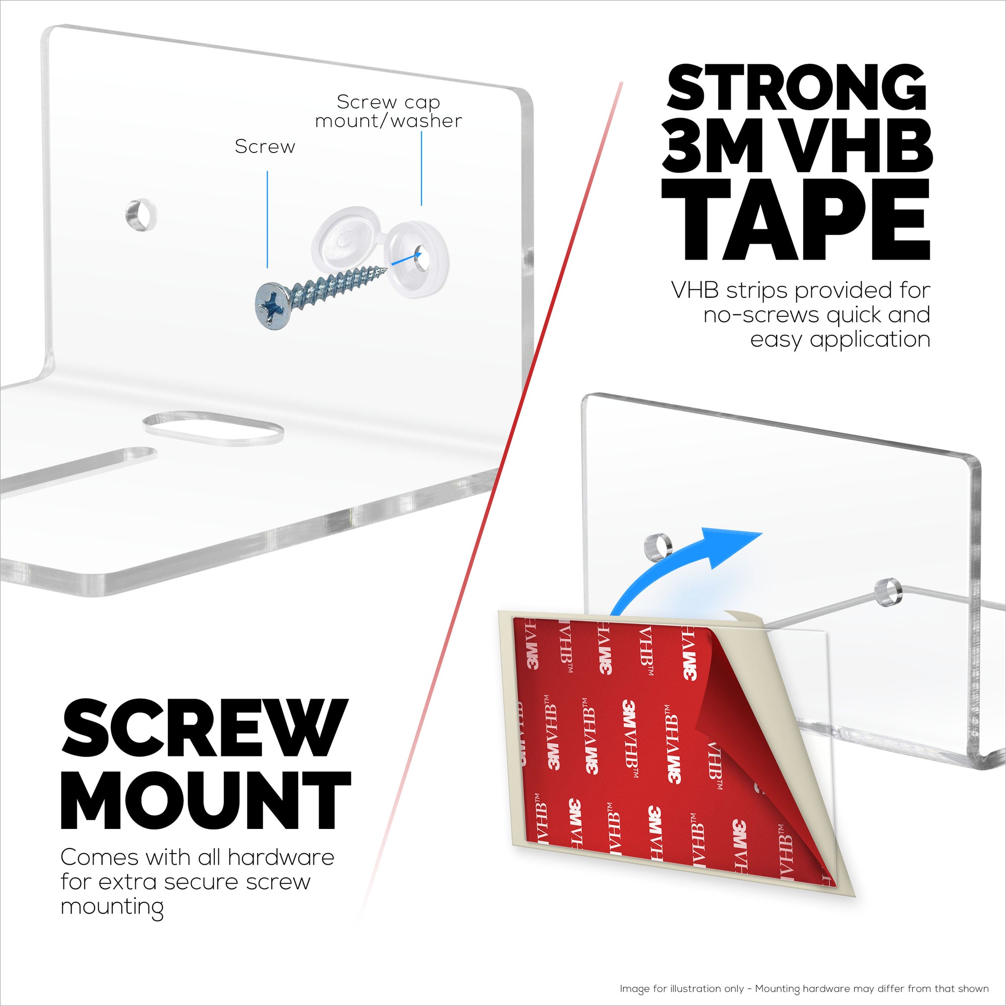 عبوتان من أرفف صغيرة للتثبيت على الحائط مقاس 2 بوصات للكاميرات الأمنية وشاشات مراقبة الأطفال ومكبرات الصوت والمزيد ، لاصق ومسمار داخلي ، رف عائم عالمي ، سهل التركيب