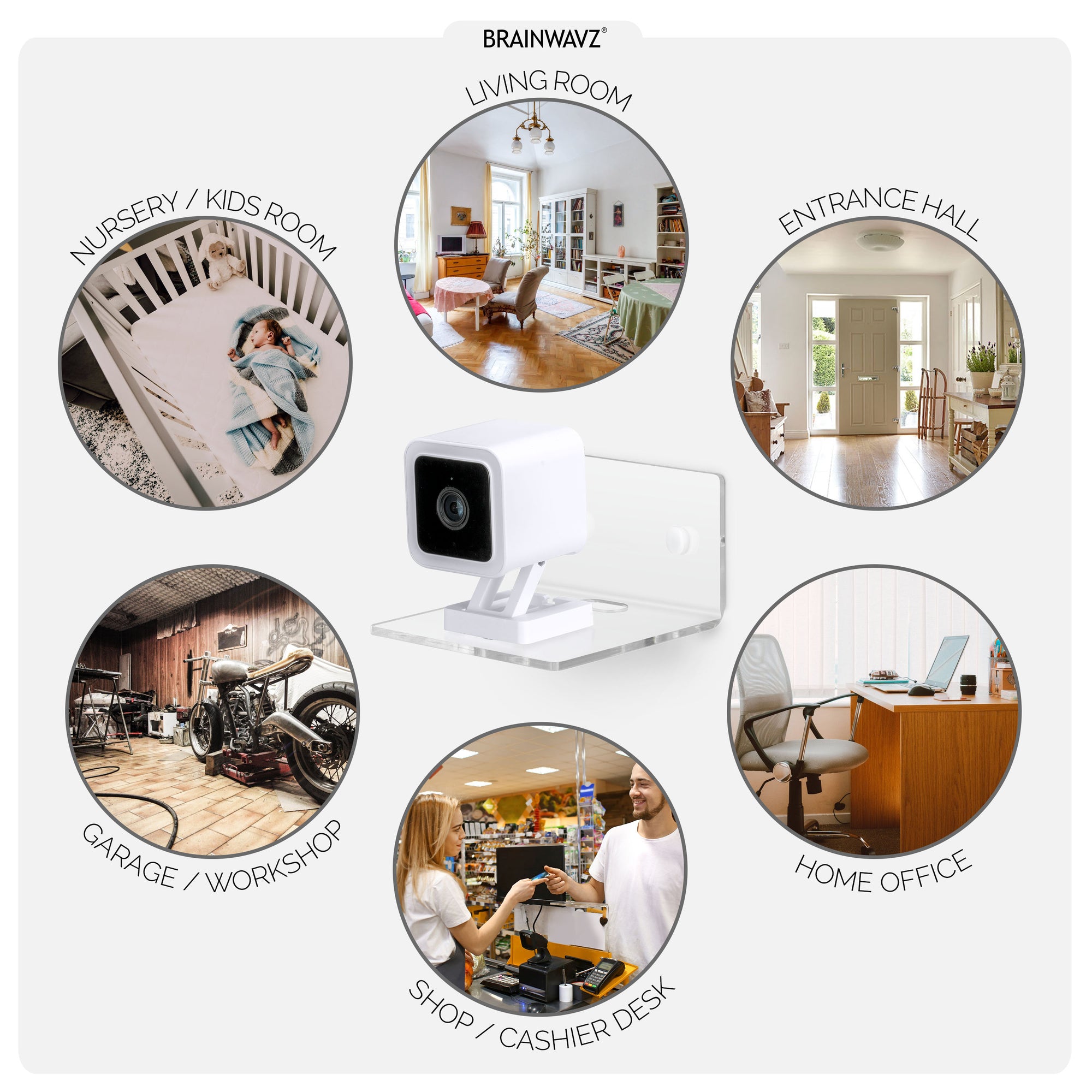 عبوتان من أرفف صغيرة للتثبيت على الحائط مقاس 2 بوصات للكاميرات الأمنية وشاشات مراقبة الأطفال ومكبرات الصوت والمزيد ، لاصق ومسمار داخلي ، رف عائم عالمي ، سهل التركيب