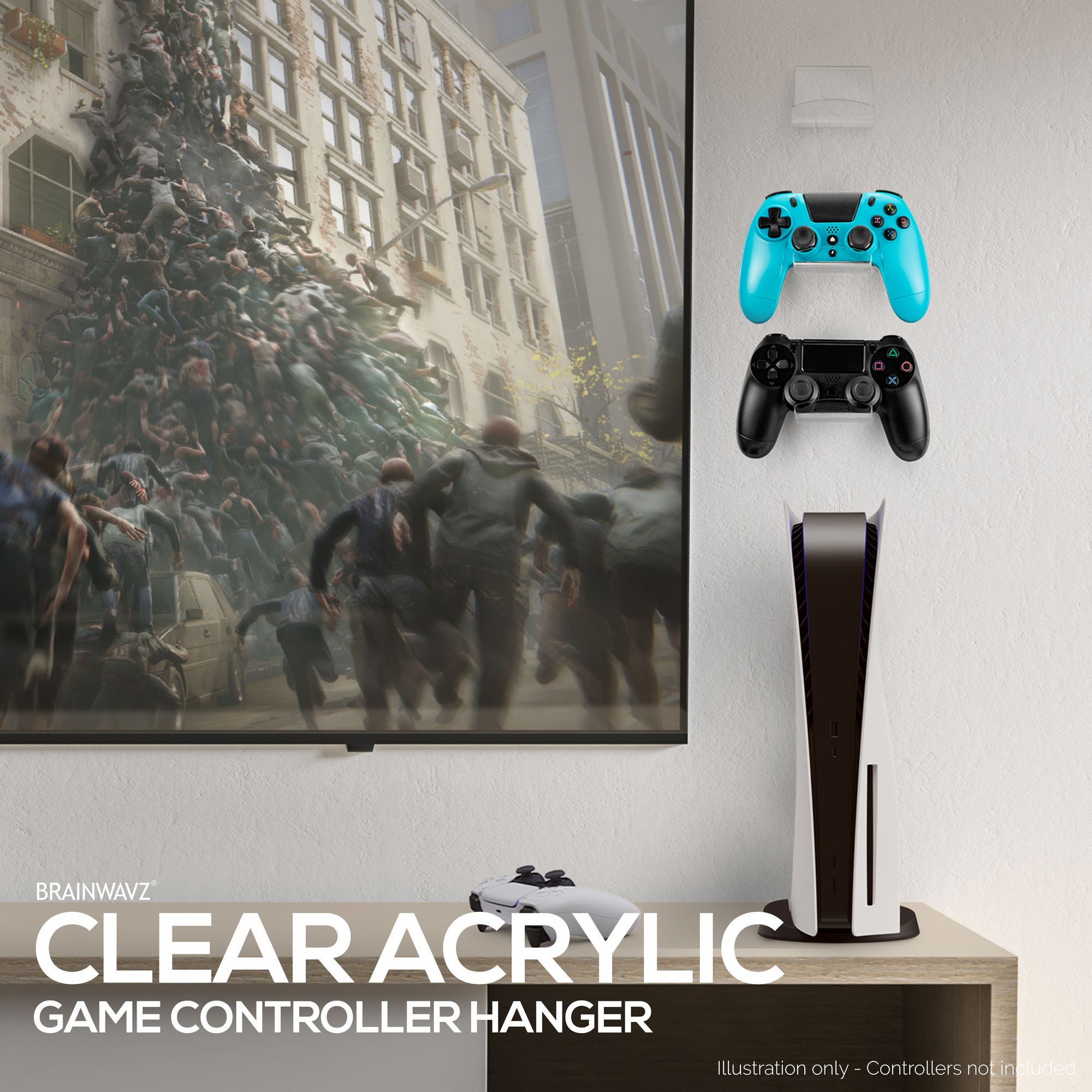 قطعتان من أدوات التحكم في الألعاب من الأكريليك ، حامل تعليق مثبت على الحائط لأجهزة XBOX و PlayStation و PC والمزيد ، لاصق قوي VHB ، مناسب عالمي