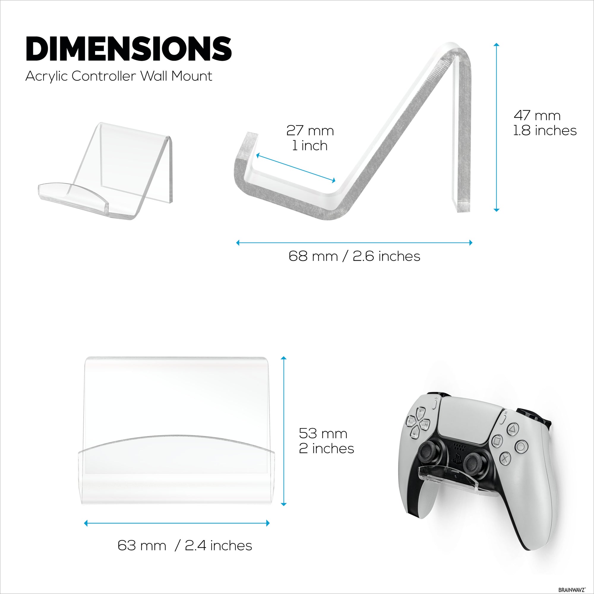 قطعتان من أدوات التحكم في الألعاب من الأكريليك ، حامل تعليق مثبت على الحائط لأجهزة XBOX و PlayStation و PC والمزيد ، لاصق قوي VHB ، مناسب عالمي