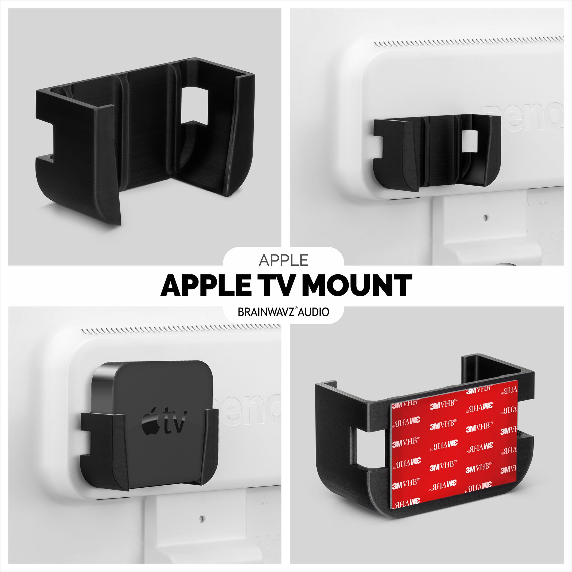 Apple TV 4K & HD Adhesive Wall & TV Mount - No Screws or Mess