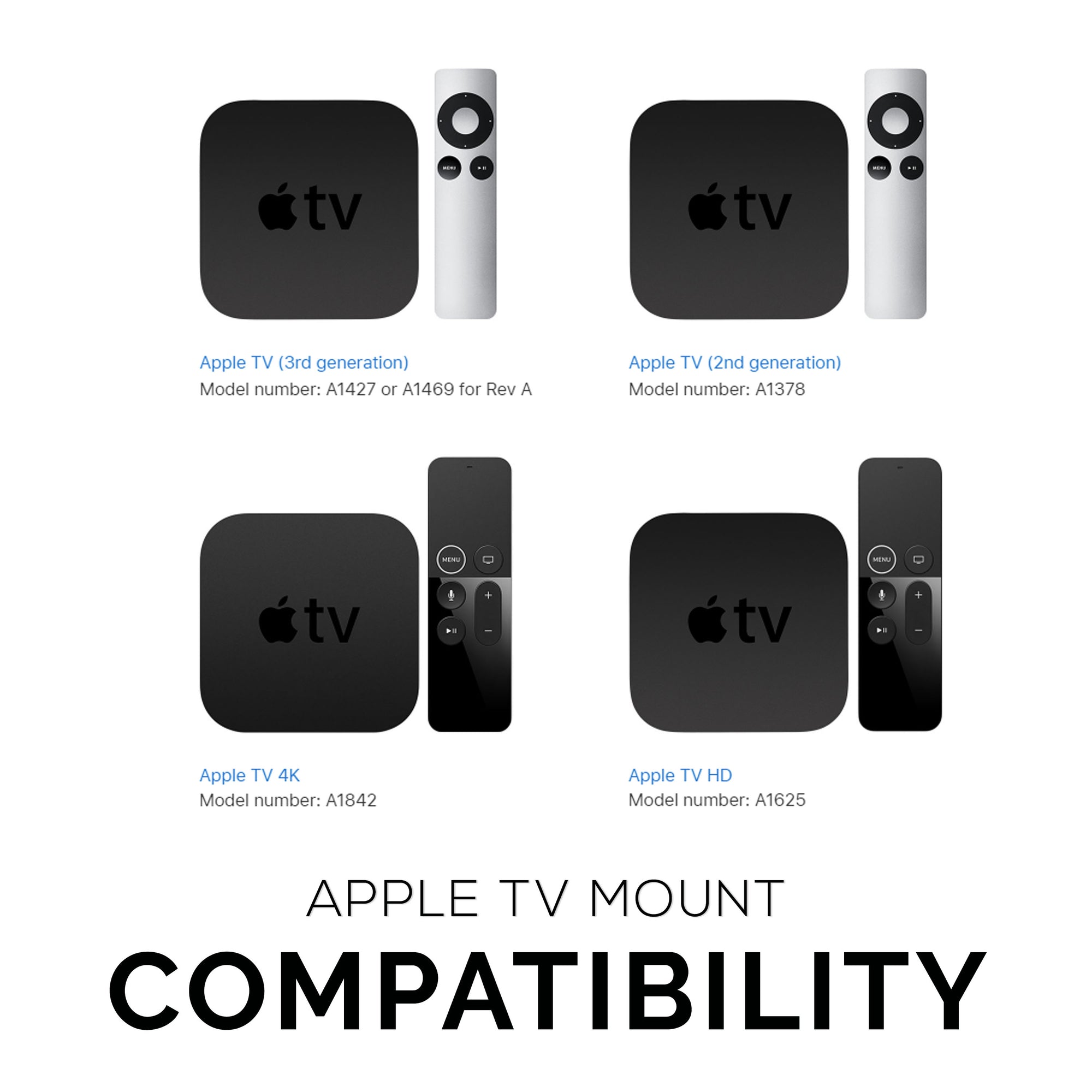 Apple TV 4K & HD Adhesive Wall & TV Mount - No Screws or Mess