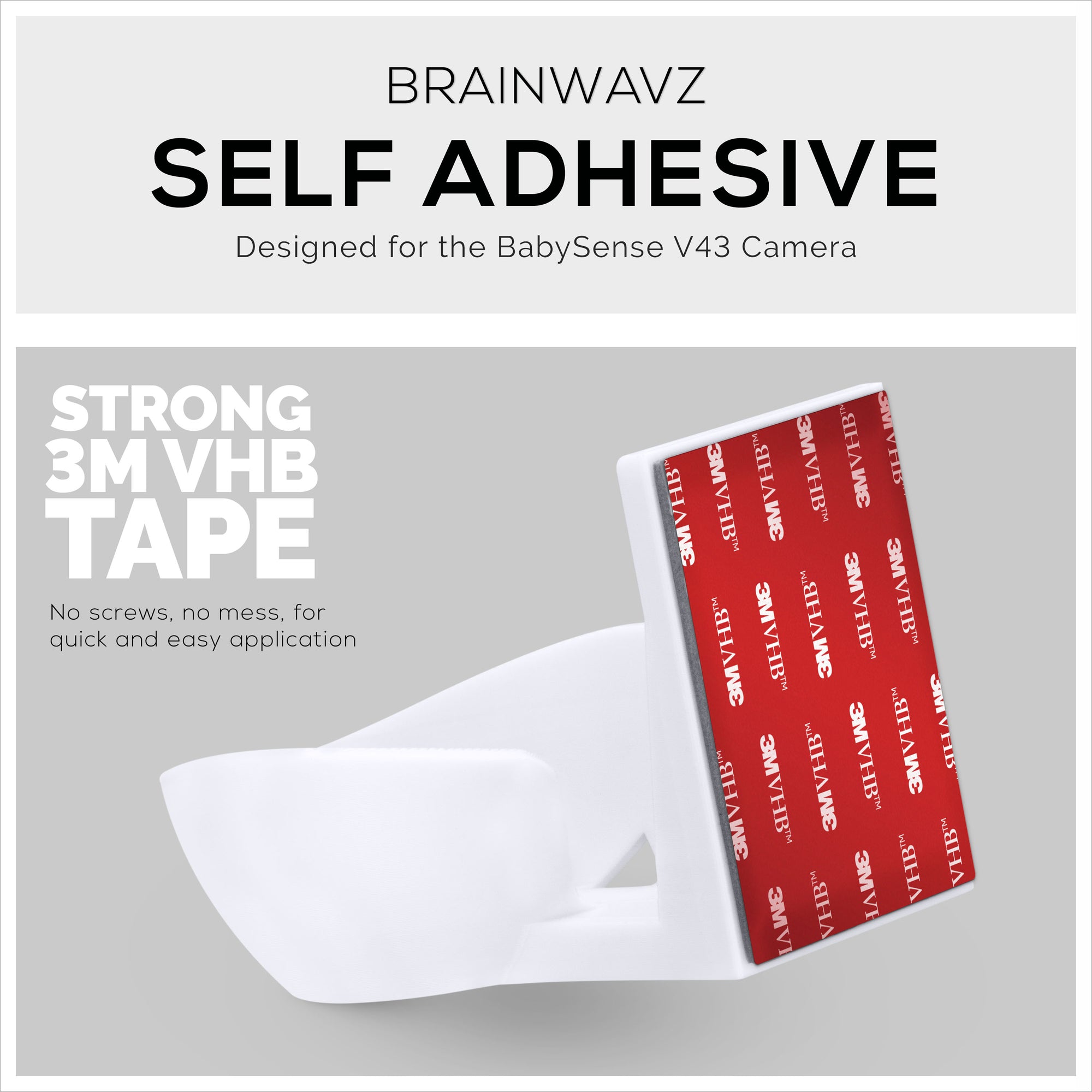 حامل حائط لكاميرا مراقبة الطفل BabySense V43 - حامل لاصق ، سهل التركيب ، لا حاجة لأدوات ، بدون فوضى ، بدون حفر ، حامل قوي ، أبيض