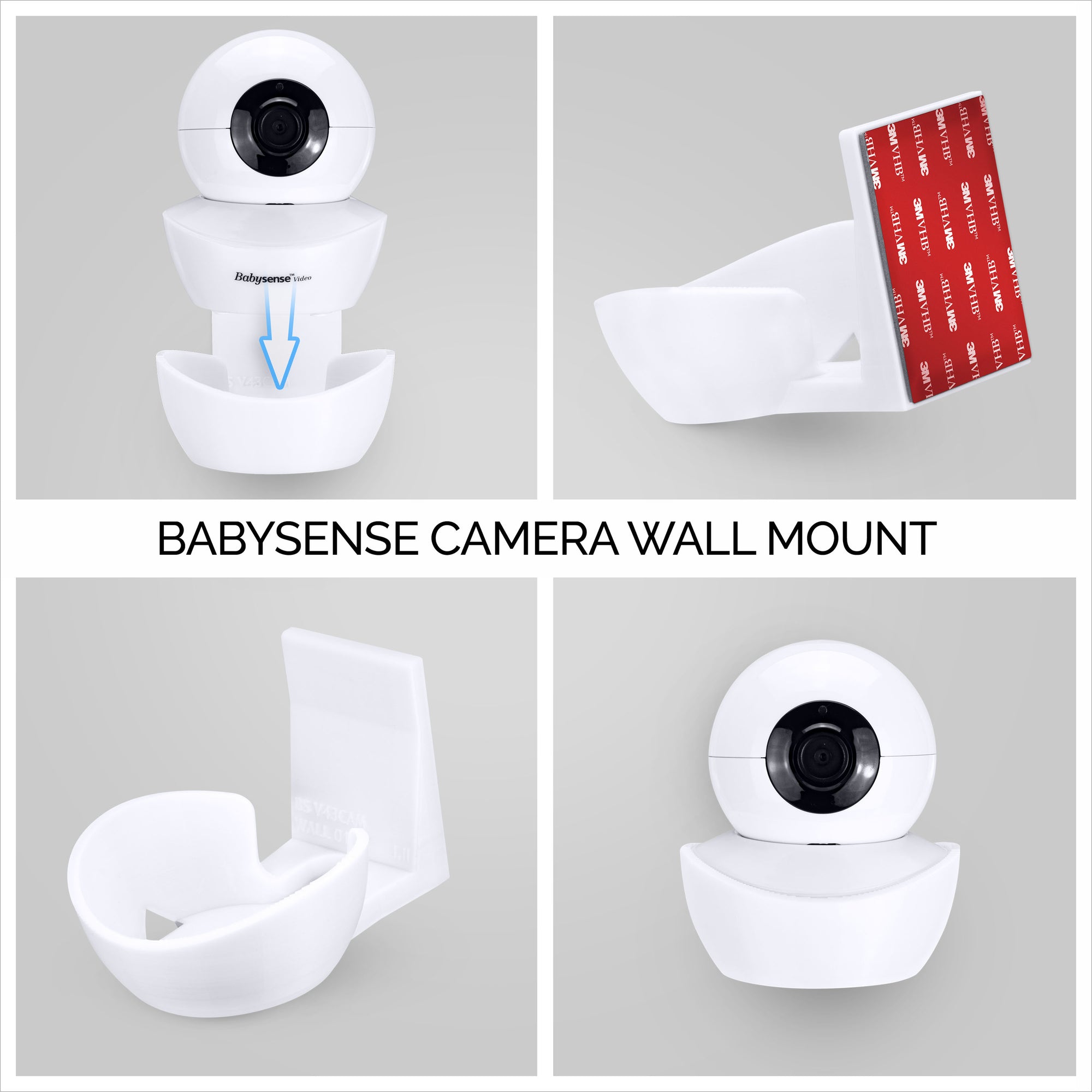 حامل حائط لكاميرا مراقبة الطفل BabySense V43 - حامل لاصق ، سهل التركيب ، لا حاجة لأدوات ، بدون فوضى ، بدون حفر ، حامل قوي ، أبيض