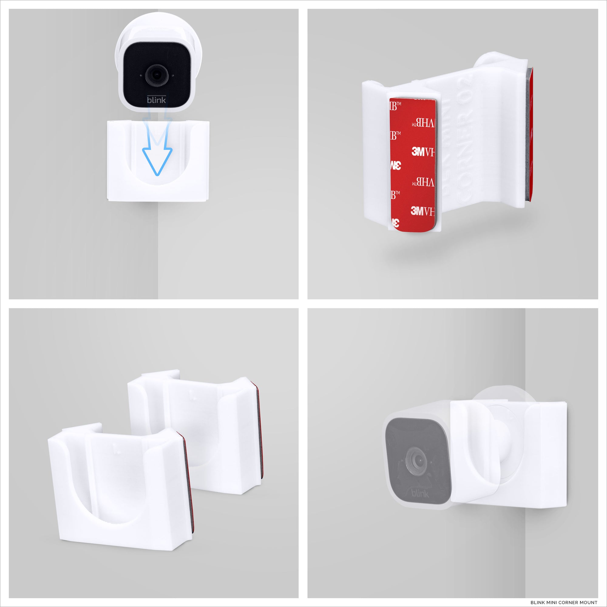 حامل حائط زاوية لكاميرا الأمن الصغيرة الوامضة (قطعتان) - حامل لاصق ، بدون حامل متاعب ، شريط قوي 2M VHB ، بدون براغي ، تثبيت بدون فوضى (أبيض)