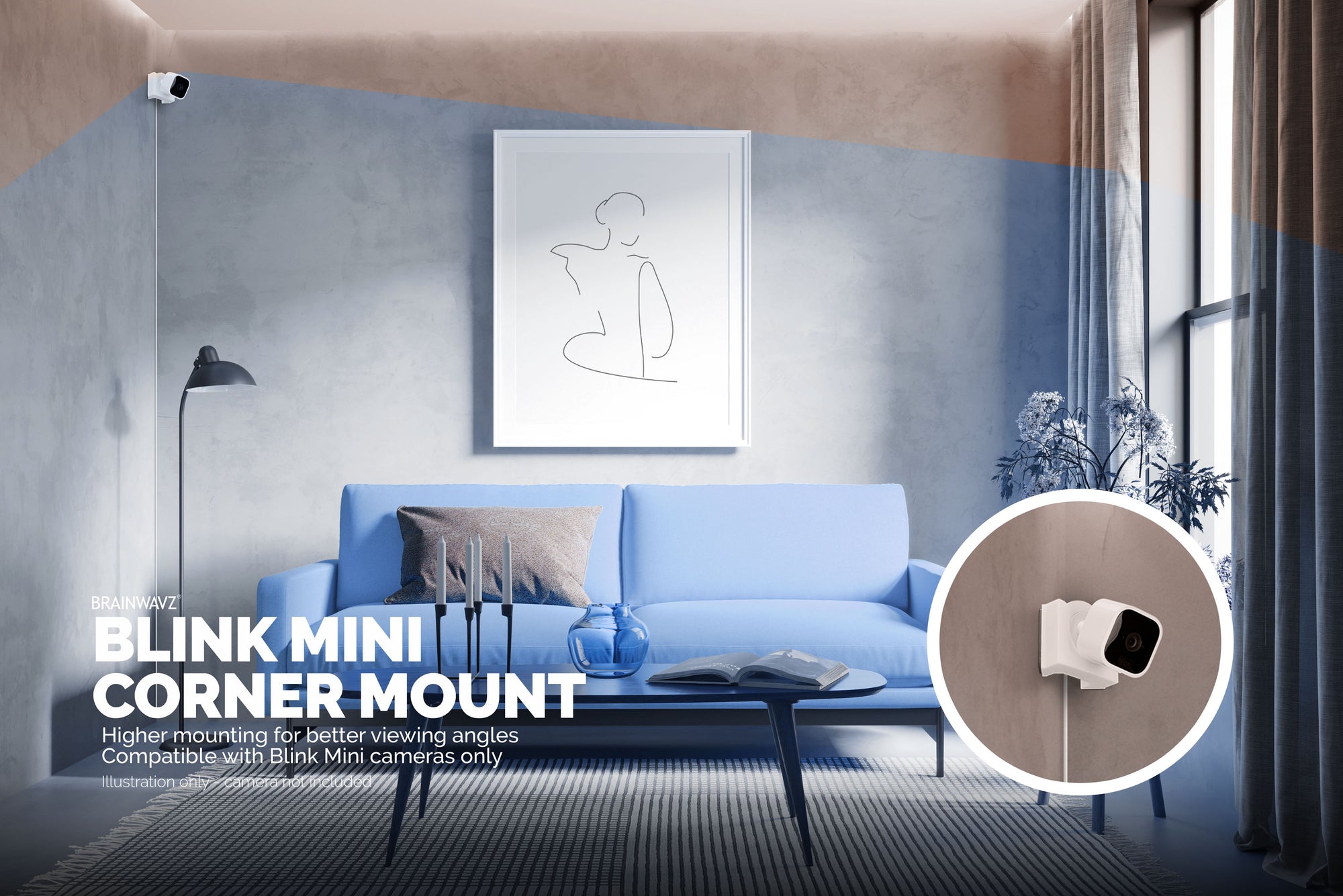 حامل حائط زاوية لكاميرا الأمن الصغيرة الوامضة (قطعتان) - حامل لاصق ، بدون حامل متاعب ، شريط قوي 2M VHB ، بدون براغي ، تثبيت بدون فوضى (أبيض)