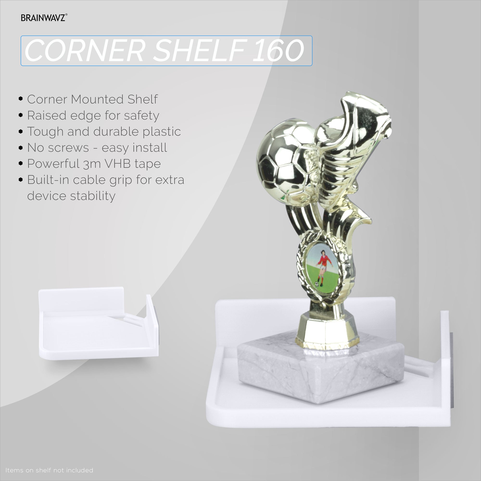 رف صغير ذو زاوية لاصقة مقاس 6 بوصات للكاميرات الأمنية وشاشات الأطفال ومكبرات الصوت والنباتات والمزيد