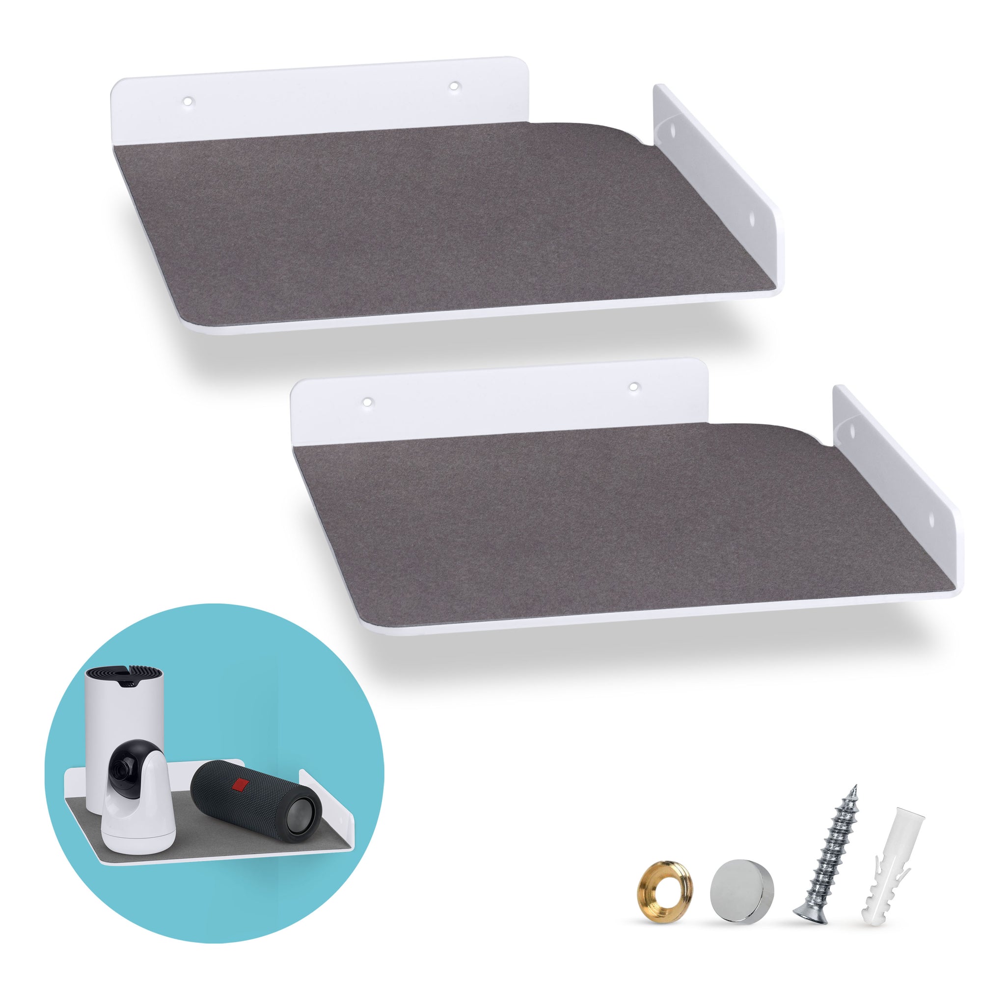 2-Pack 10 "رف عائم زاوية للسماعات ، والكتب ، والديكور ، والنباتات ، والكاميرات ، والصور ، والمطبخ ، والحمام ، وأجهزة التوجيه والمزيد من الرفوف الصغيرة للحائط الأكريليكي