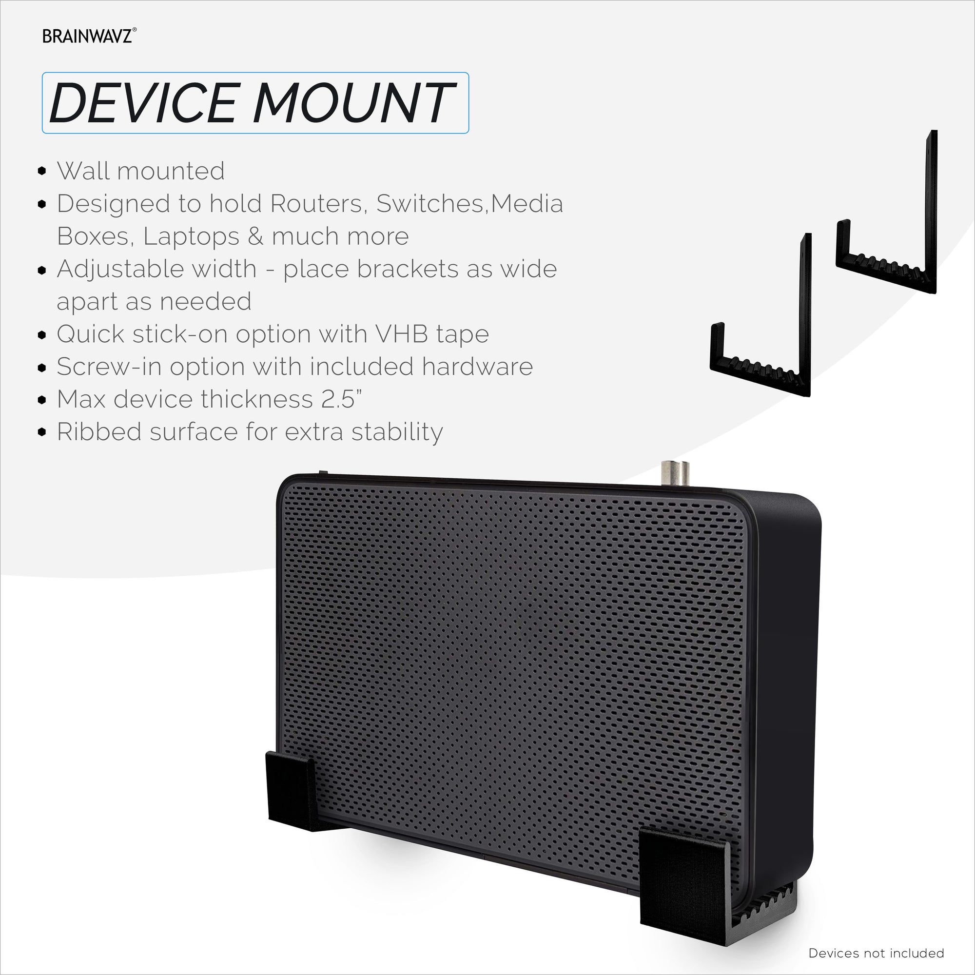 2.5 "حامل شماعات مثبتة على الحائط لصندوق الكابلات ، لاصق ومسمار ، لأجهزة التوجيه ، أجهزة الكمبيوتر المحمولة ، المودم ، شبكة Wifi ، Apple TV ، محول الشبكة والمزيد