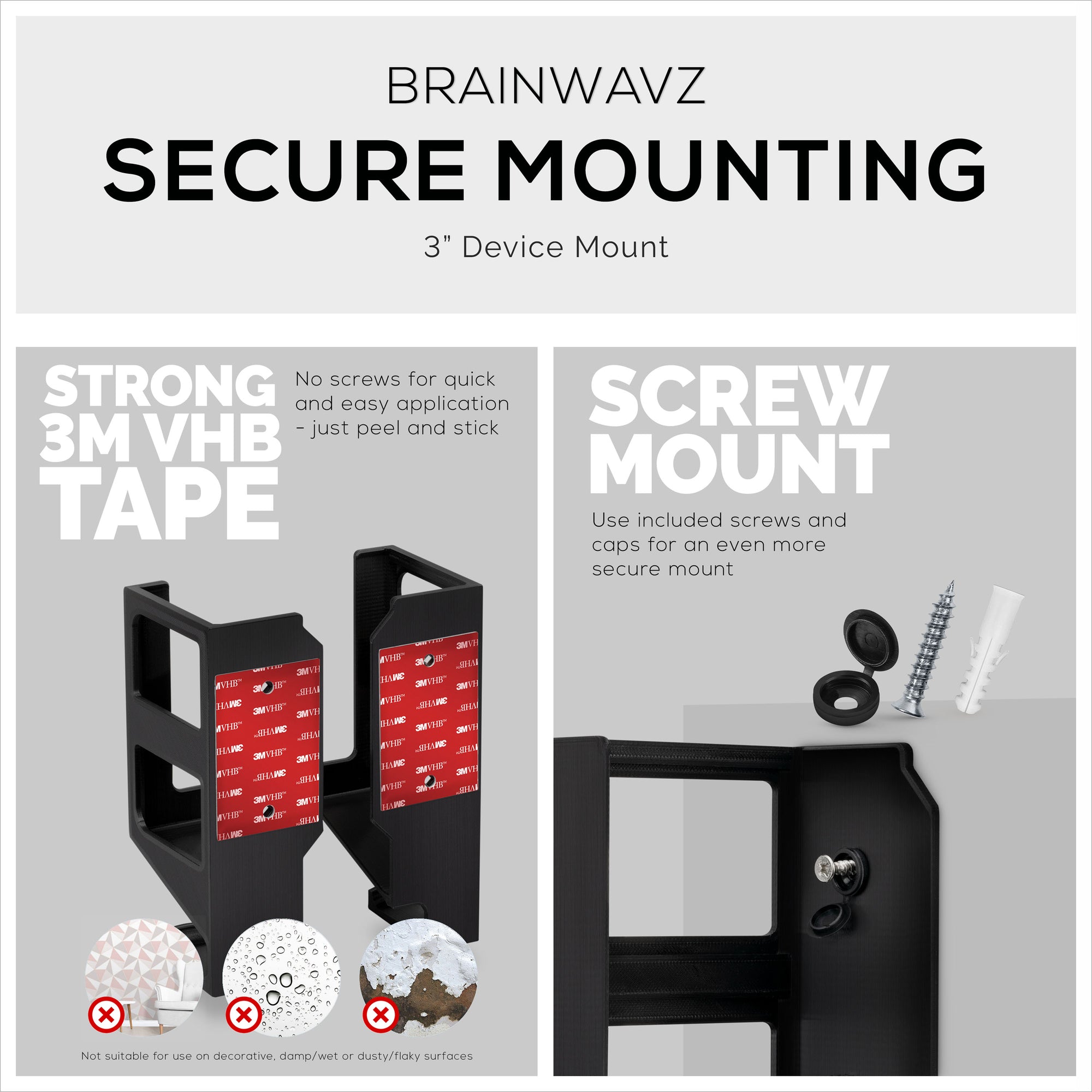 حامل حائط عمودي 3 بوصات وشماعات سماعة رأس ، لاصق ومسمار لأجهزة الكمبيوتر المحمولة ، صندوق كابل تلفزيون شبكة مودم ، محول الشبكة والمزيد