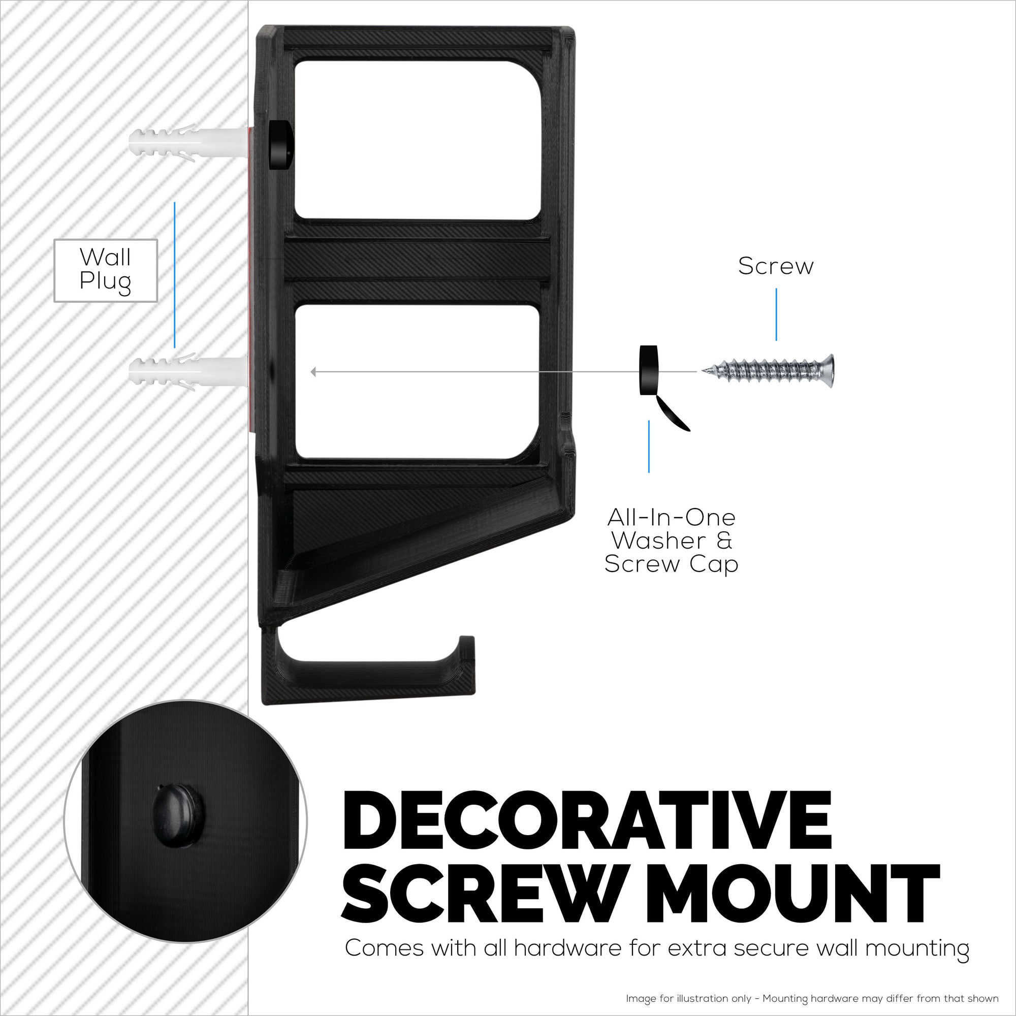 حامل حائط عمودي 3 بوصات وشماعات سماعة رأس ، لاصق ومسمار لأجهزة الكمبيوتر المحمولة ، صندوق كابل تلفزيون شبكة مودم ، محول الشبكة والمزيد