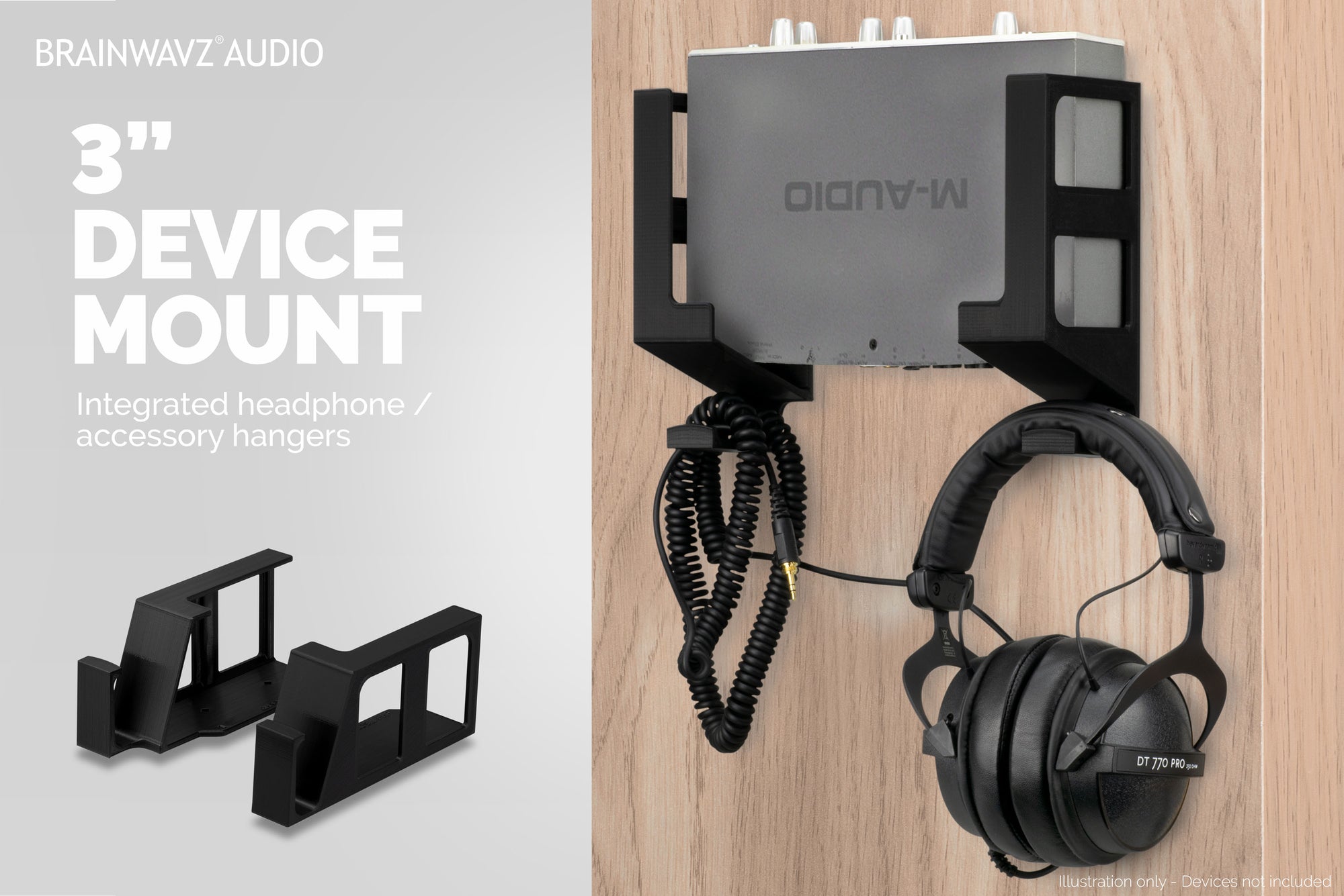 حامل حائط عمودي 3 بوصات وشماعات سماعة رأس ، لاصق ومسمار لأجهزة الكمبيوتر المحمولة ، صندوق كابل تلفزيون شبكة مودم ، محول الشبكة والمزيد