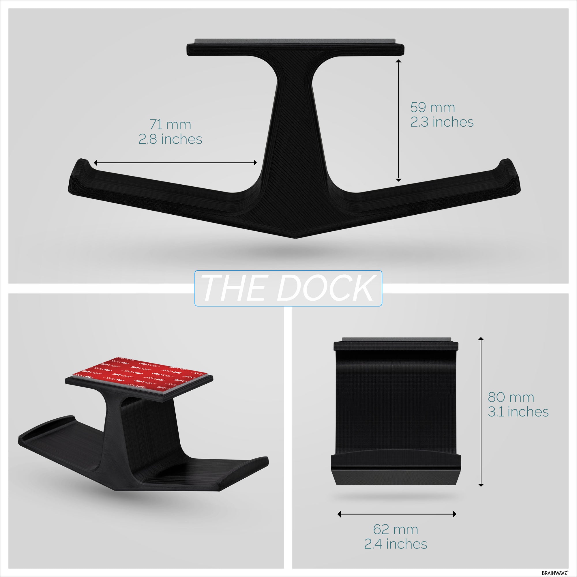 The Dock - Dual Under Desk Game Controller Hanger til Xbox, PS5/PS4, Universal Mount, No Mess & Nem at installere