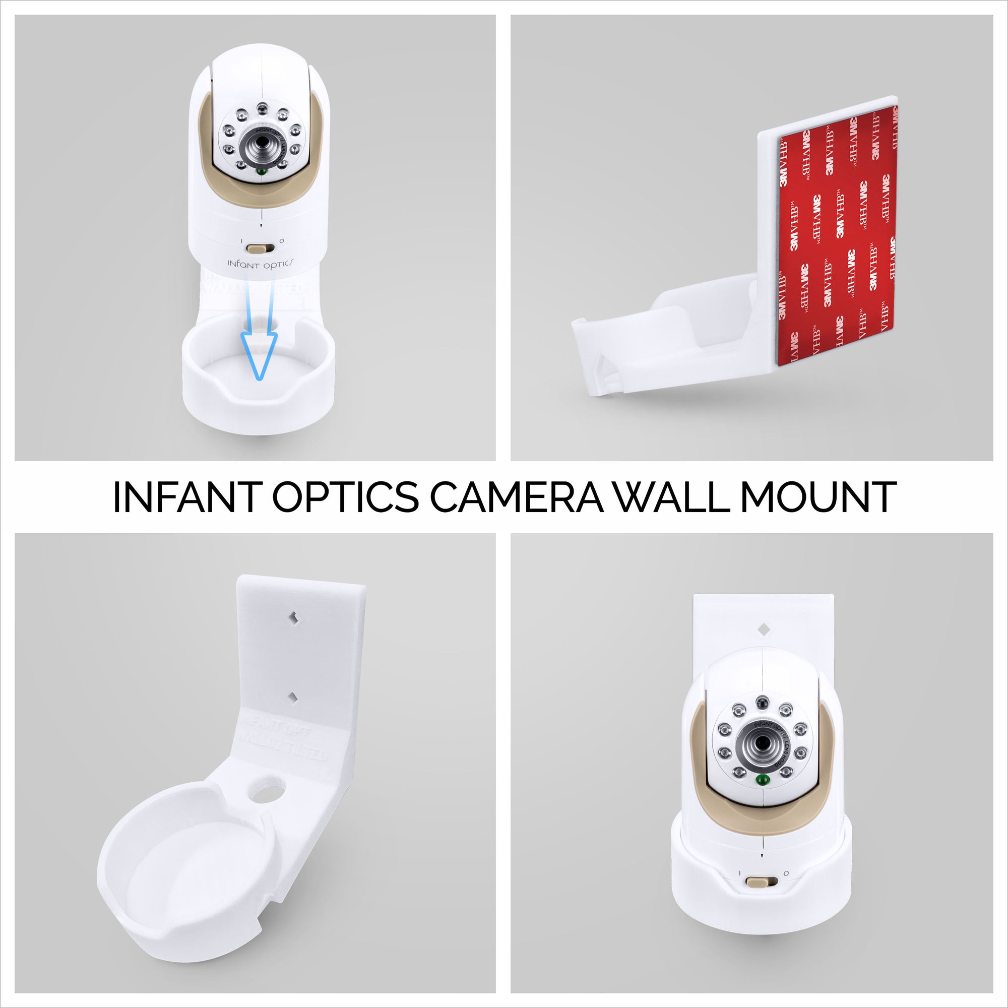 Infant Optics DXR8 & Pro geneigter Wandhalterung, Klebe- und Schraubhalterung, einfach zu installieren