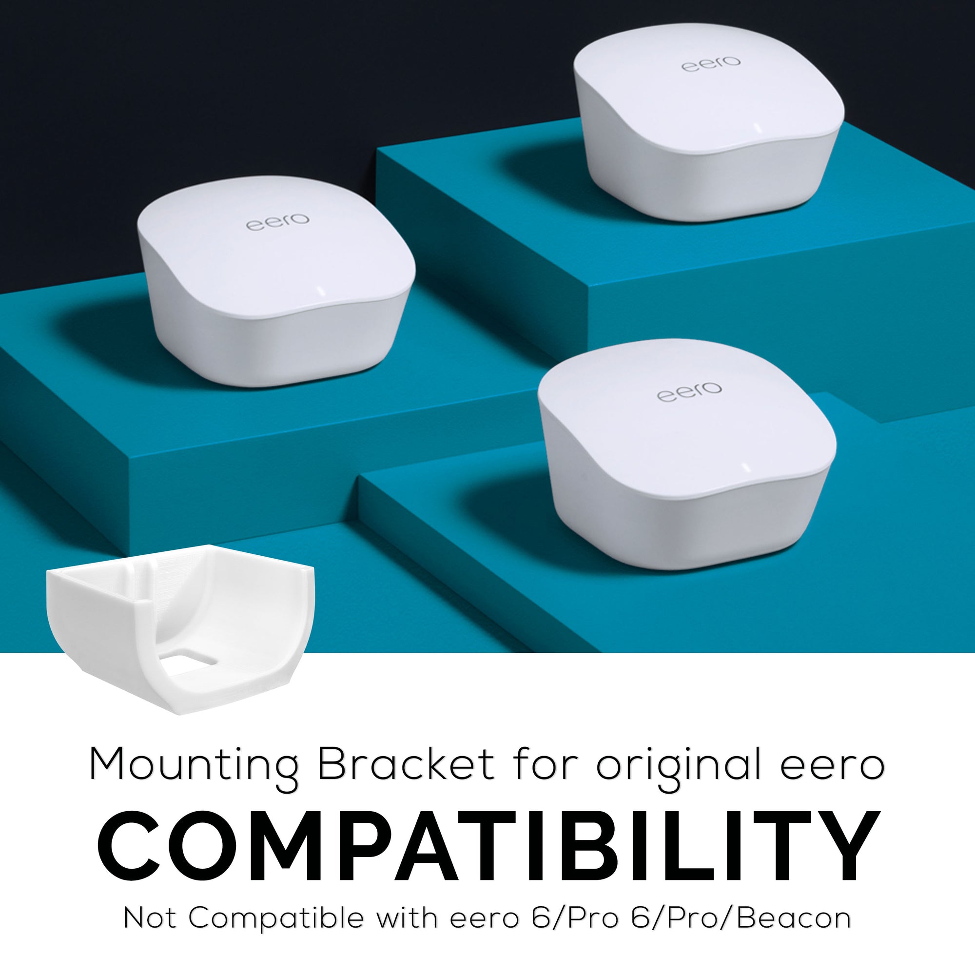 Eero Mesh WIFI Wall Mount Holder (02) - Easy To Install, No Screws and Mess (Not Compatible with Eero 6/Pro/Pro 6/Beacon)