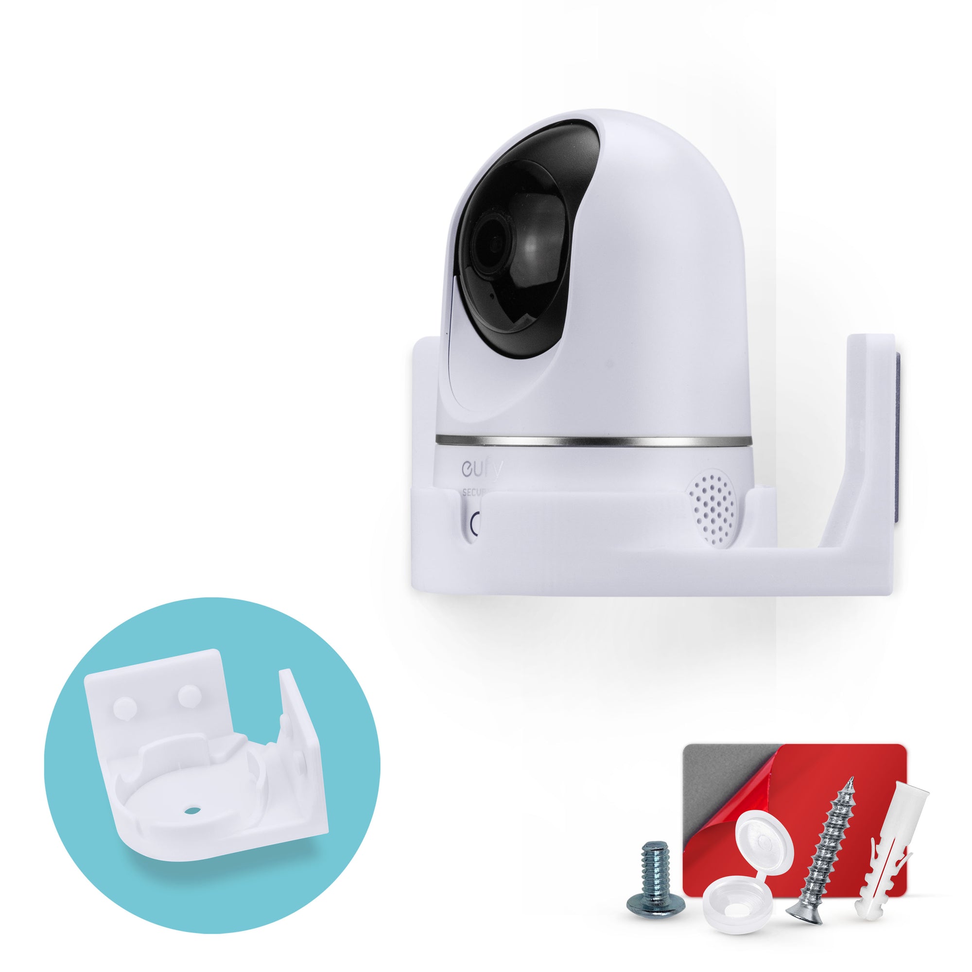 Corner Wall Mount Eufy T8410X (IndoorCam E220 / S220),  Adhesive Security Camera Holder Bracket, Reduce Blind Spots & Clutter, Adhesive & Screw-In Mounting