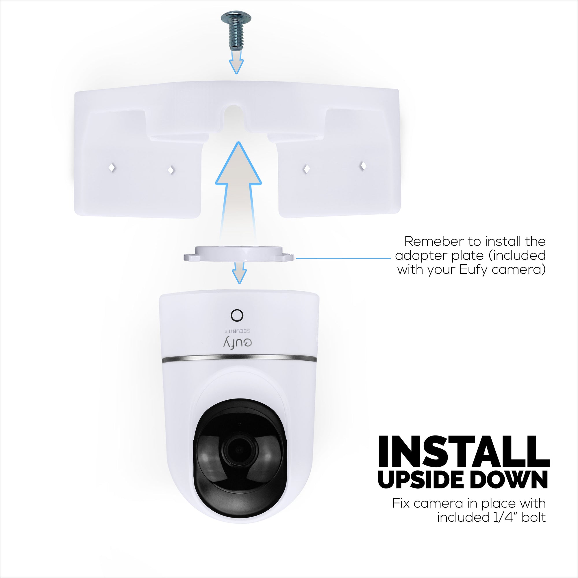 حامل حائط زاوية Eufy T8410X (IndoorCam E220 / S220)، حامل لاصق لكاميرا الأمان، يقلل من البقع العمياء والفوضى، لاصق وتركيب براغي