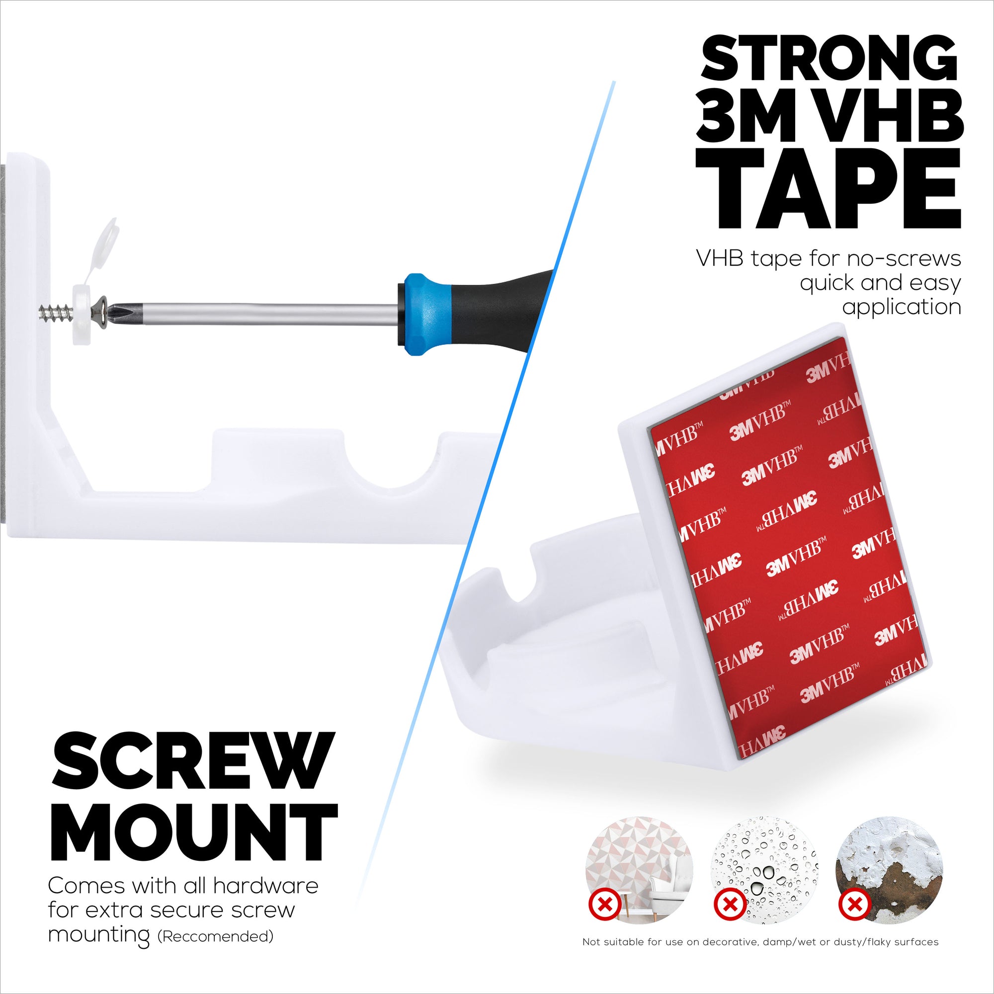 حامل حائط بدون براغي لكاميرا Eufy T8400X (IndoorCam E220 / S220)، لاصق VHB قوي، حامل سهل التركيب، بدون فوضى، تقليل البقع العمياء وعرض أفضل، رف حامل الدعامة