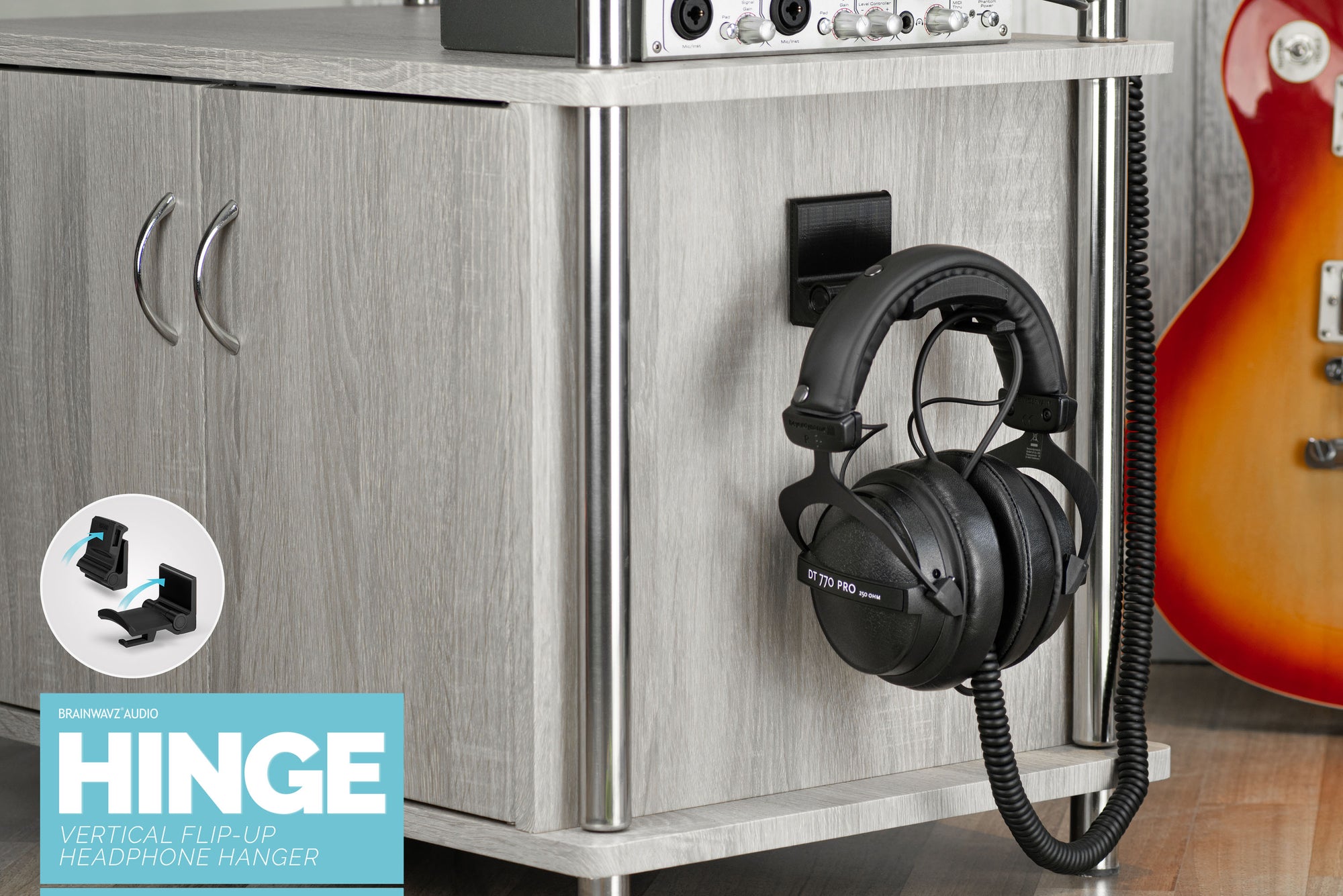 المفصلة - حامل حامل لسماعات الرأس قابل للطي مثبت على الحائط