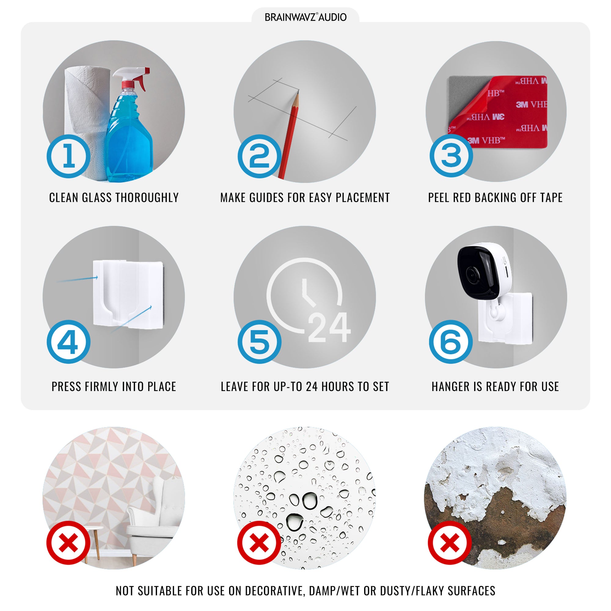 حامل حائط زاوية لكاميرا كاسا سبوت KC100 ، KC105 ، EC60 (عبوتان) - حامل لاصق ، بدون حامل ، شريط VHB قوي 2M ، بدون براغي ، تثبيت بدون فوضى