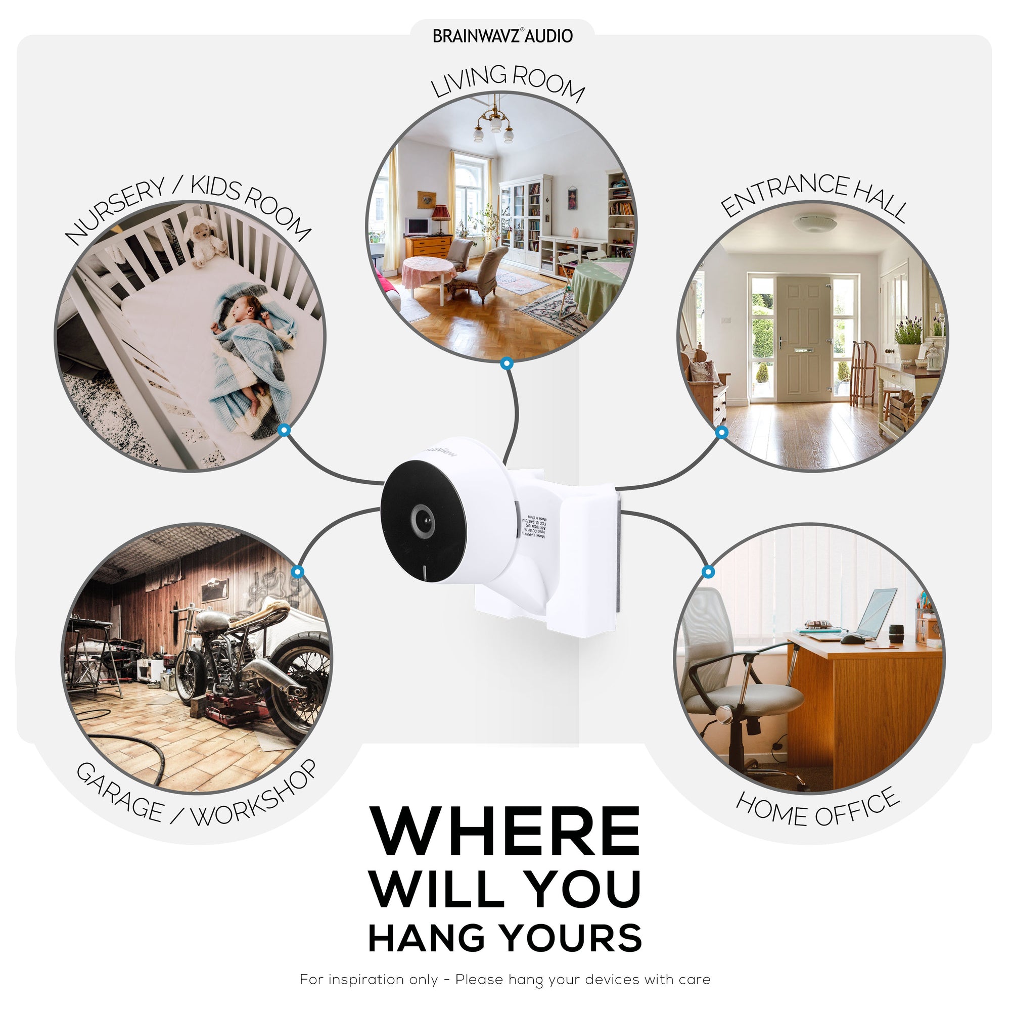 حامل حائط زاوية لكاميرا LaView LV-PWF1 1080P HD الداخلية ، حامل كاميرا أمان لاصق ، يقلل من البقع العمياء والفوضى ، اللاصق والمسمار