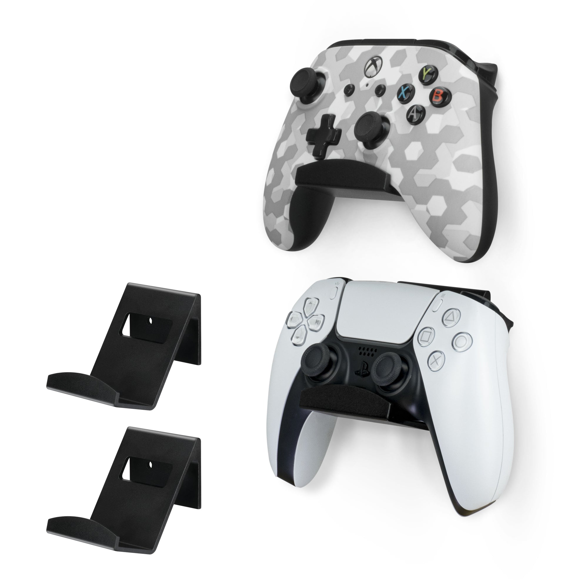 Metal Controller Holder Stand Wall Mount for Xbox, PS5, PS4, PC & More Gaming Accessories, Adhesive & Screw Universal Fit
