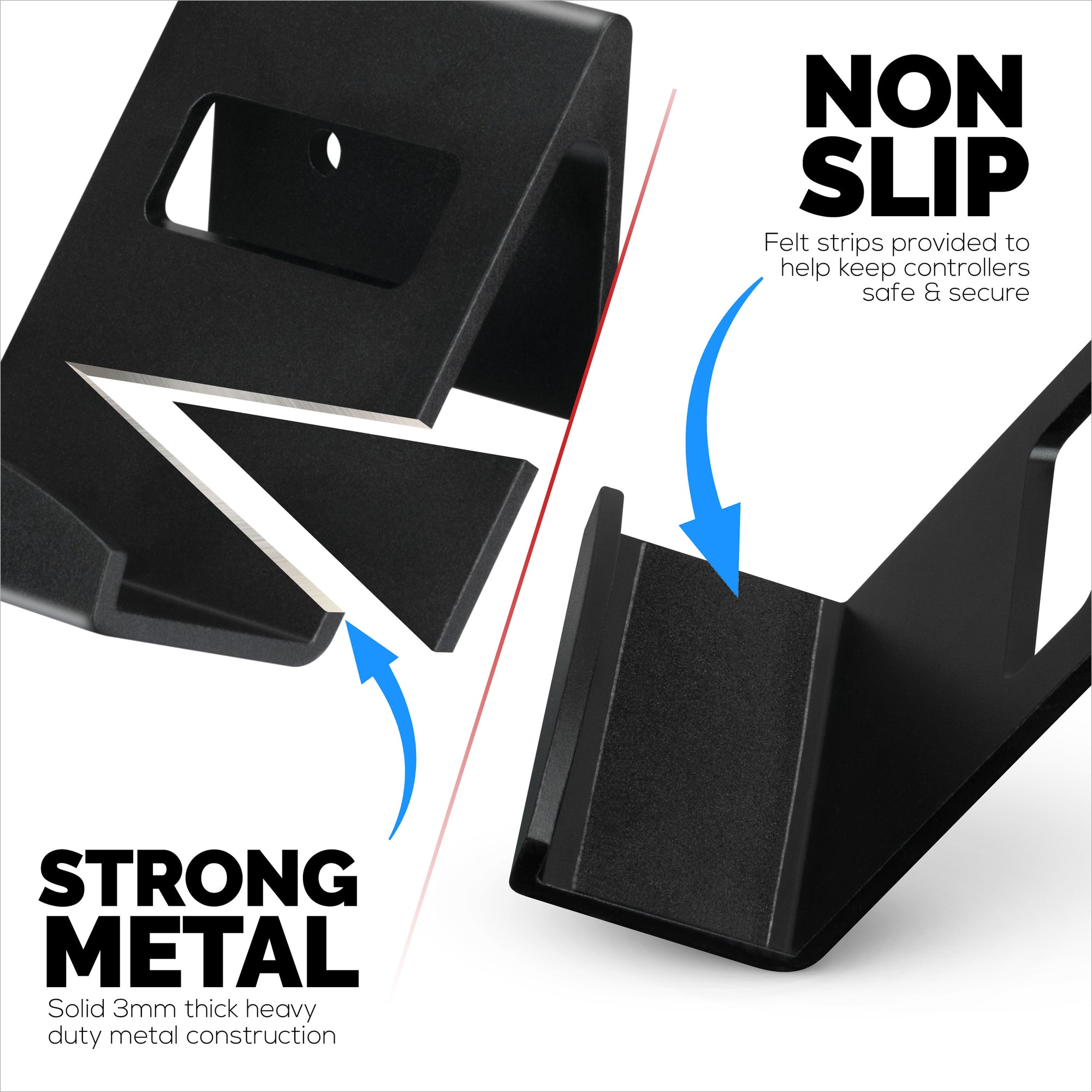 حامل وحدة تحكم معدني مثبت على الحائط لأجهزة Xbox و PS5 و PS4 والكمبيوتر والمزيد من ملحقات الألعاب ولصق ومسمار عالمي مناسب