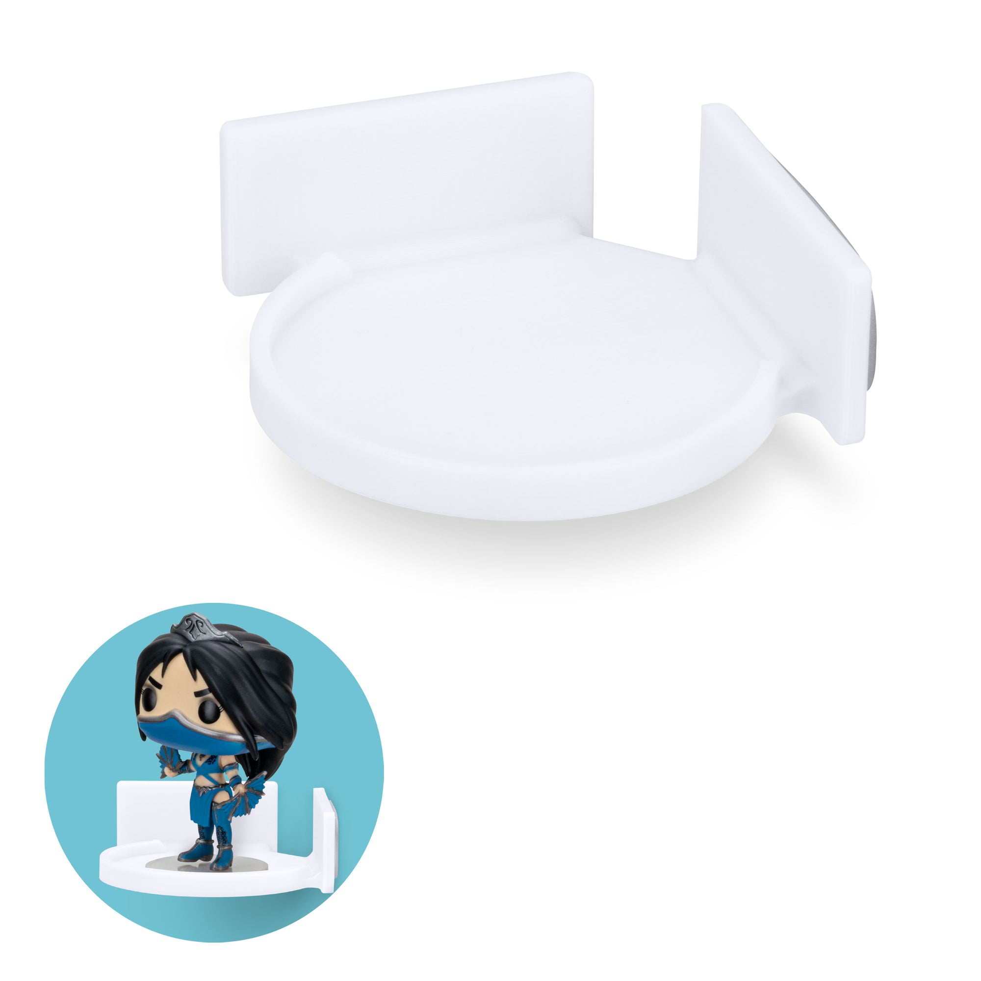 Adhesive Small Circular Corner Floating Shelf for Security Cameras, Baby Monitors, Speakers, Plants & More