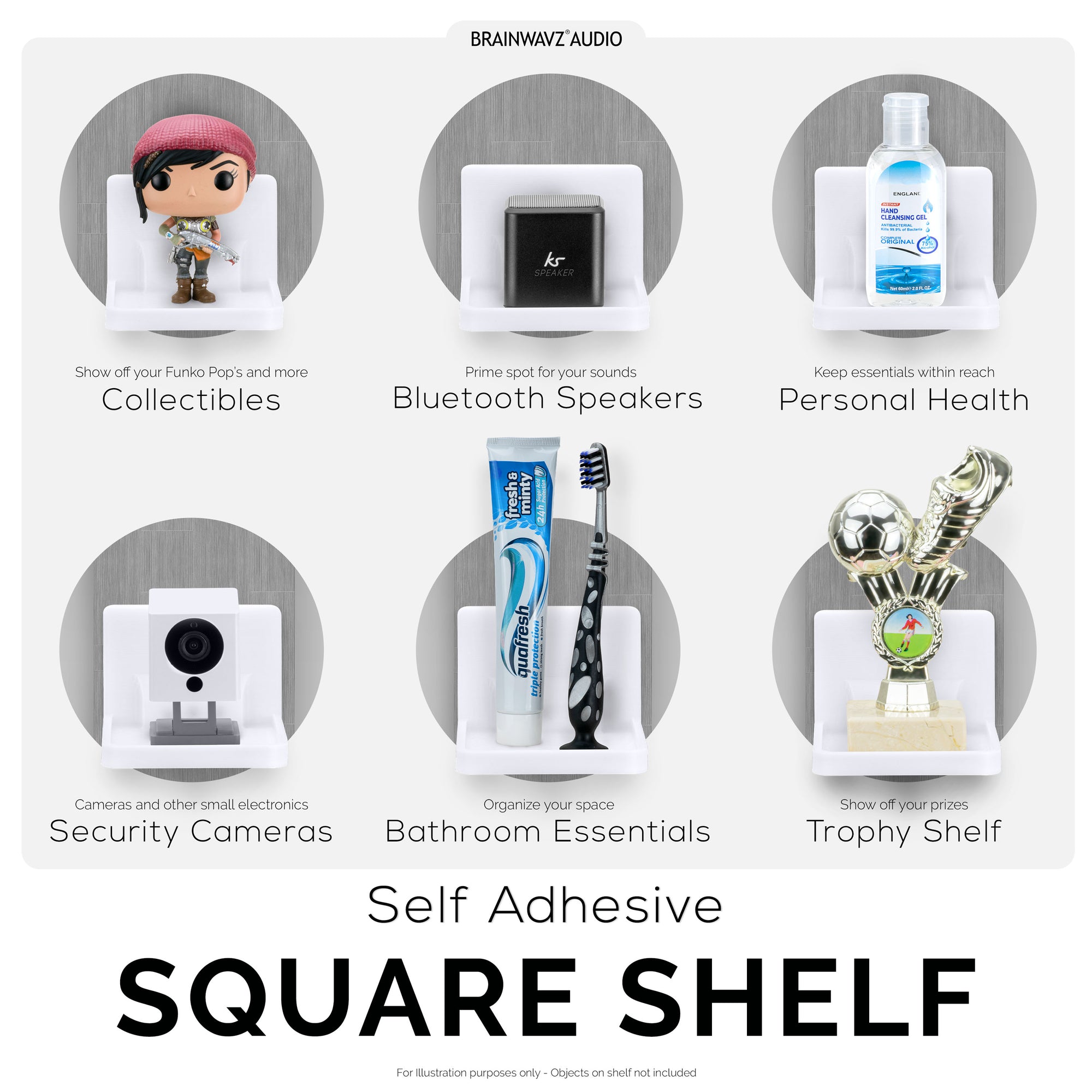 رف عائم صغير لاصق للكاميرات الأمنية وشاشات الأطفال ومكبرات الصوت والنباتات والمزيد