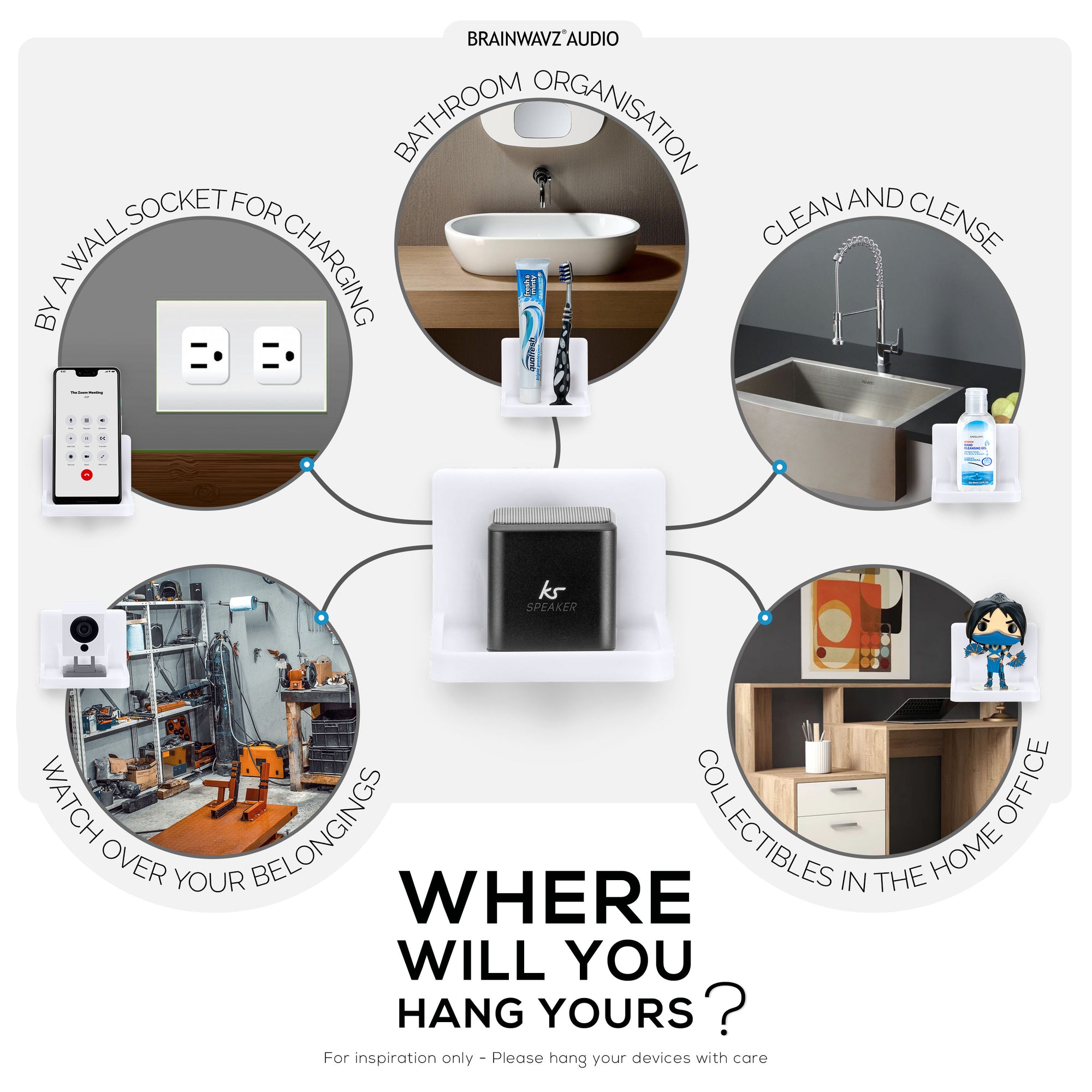 رف عائم صغير لاصق للكاميرات الأمنية وشاشات الأطفال ومكبرات الصوت والنباتات والمزيد