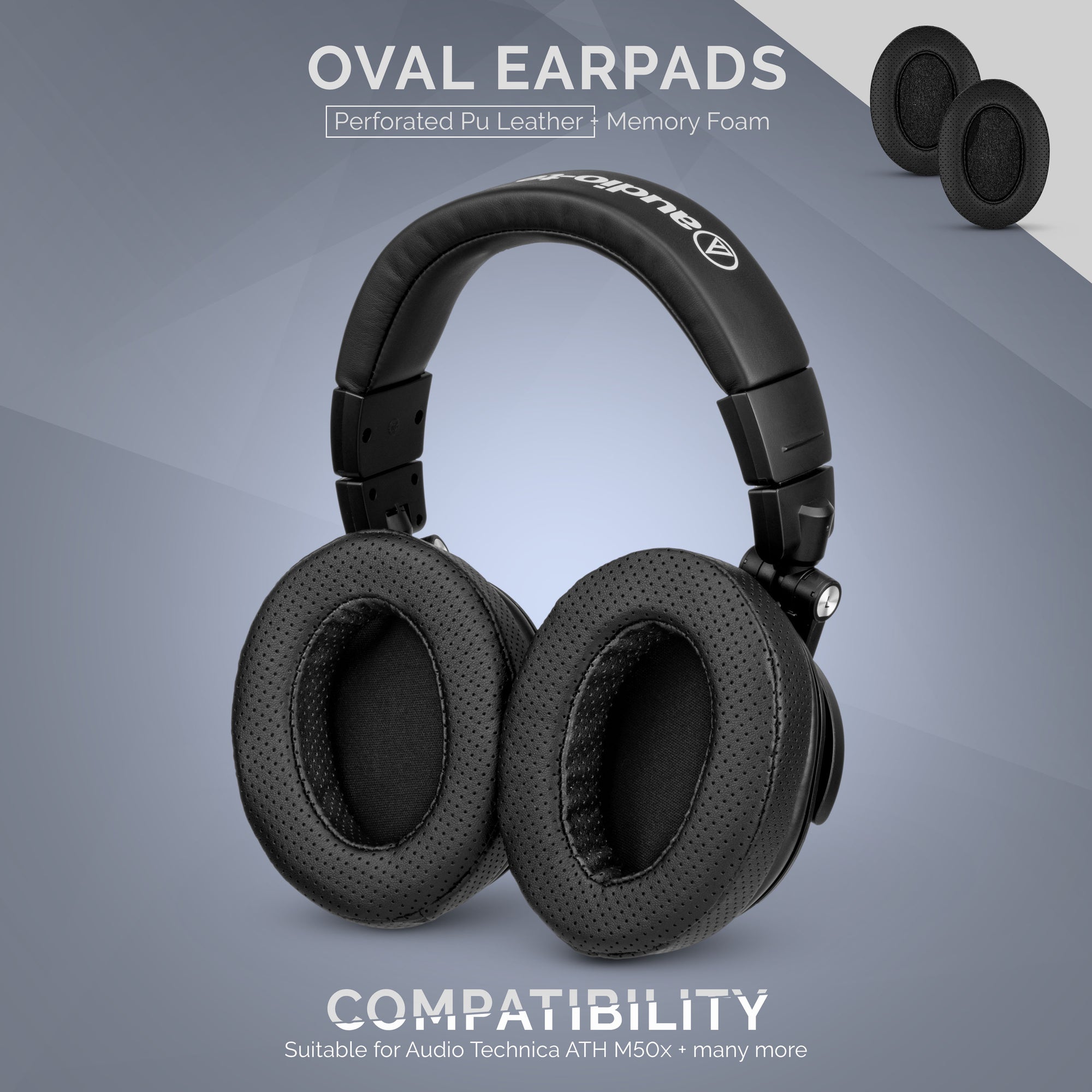 Headphone Memory Foam Earpads - Oval - Perforated