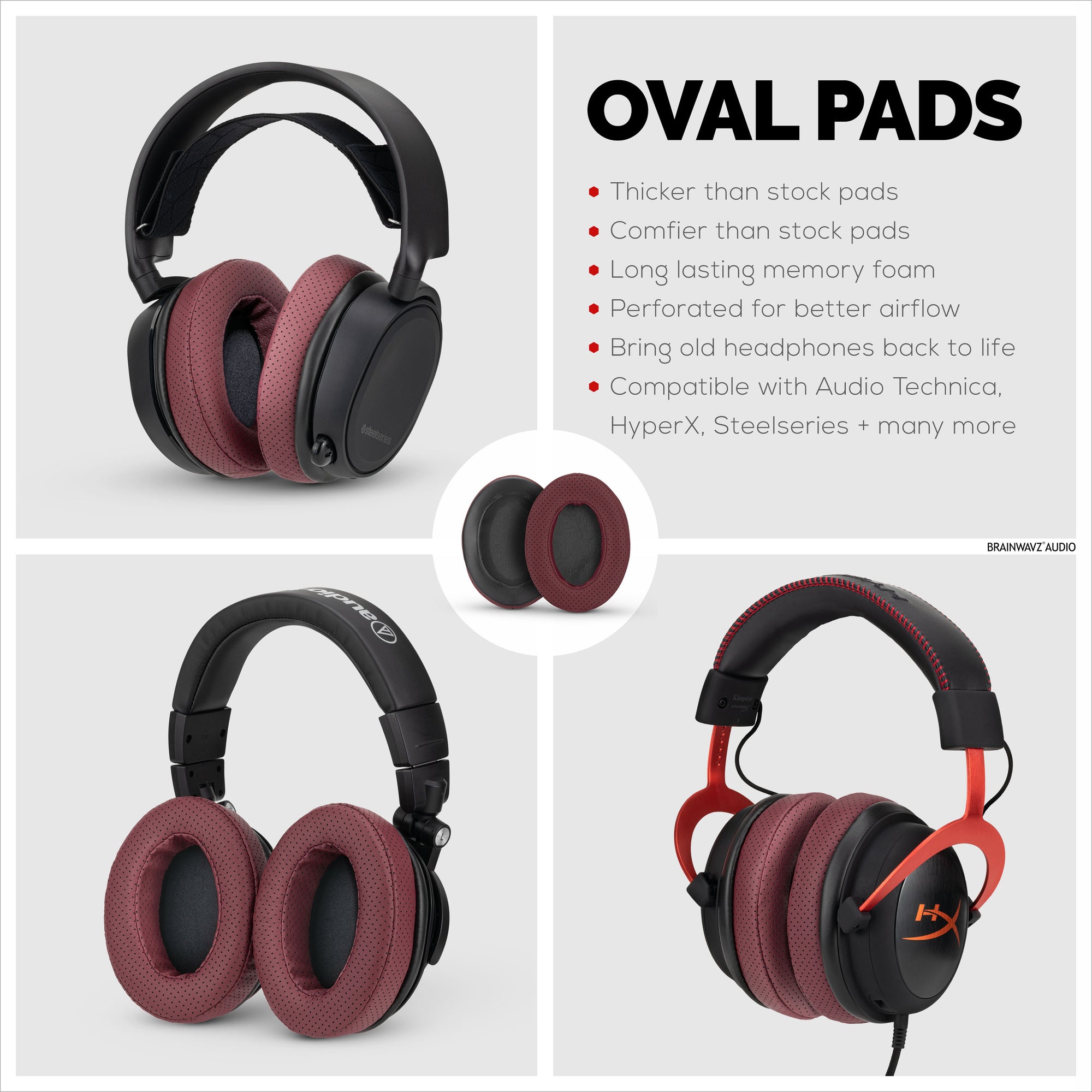 Headphone Memory Foam Earpads - Oval - Perforated