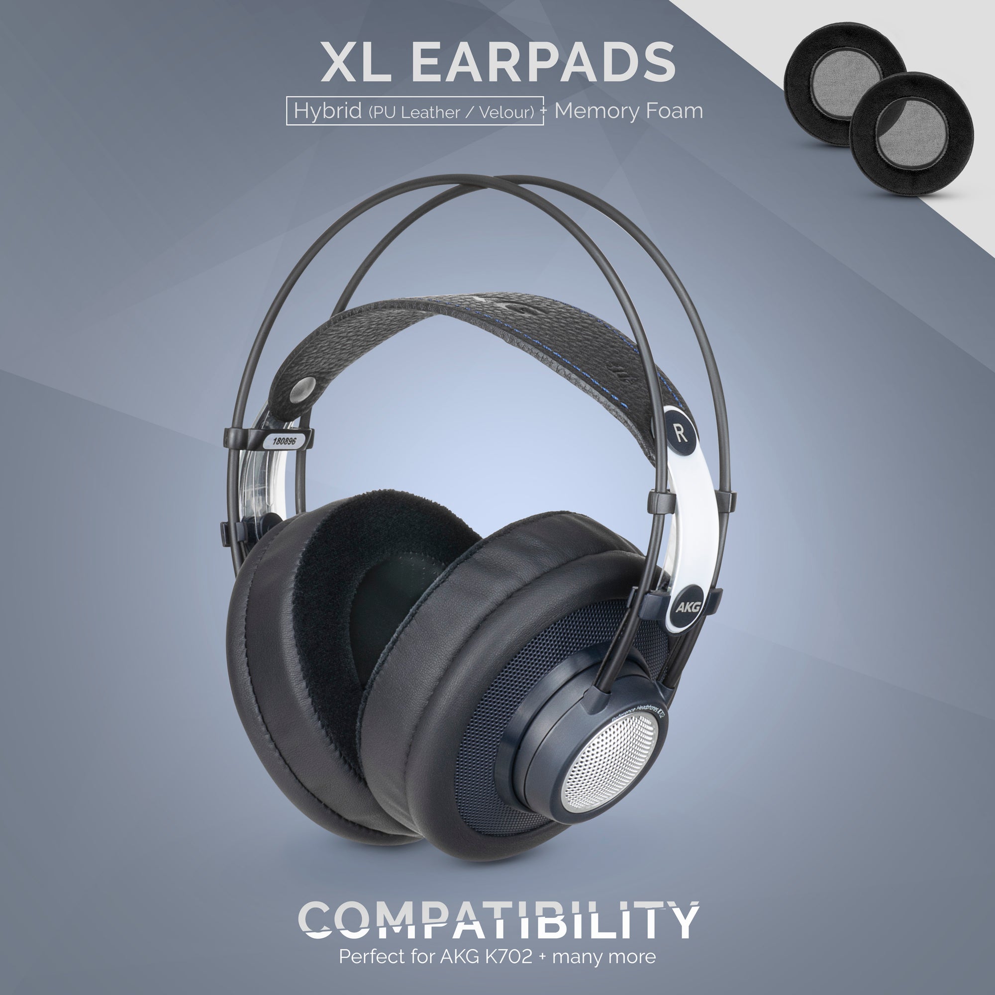 Headphone Memory Foam Earpads - XL Size - Hybrid